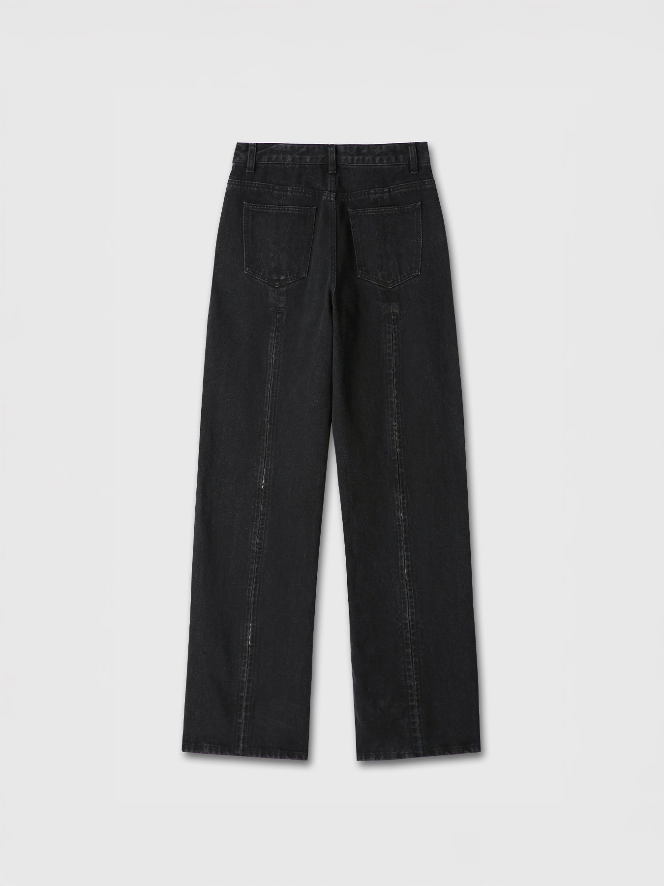 (W) ZIPPED WIDE LEG DENIM_ BLACK