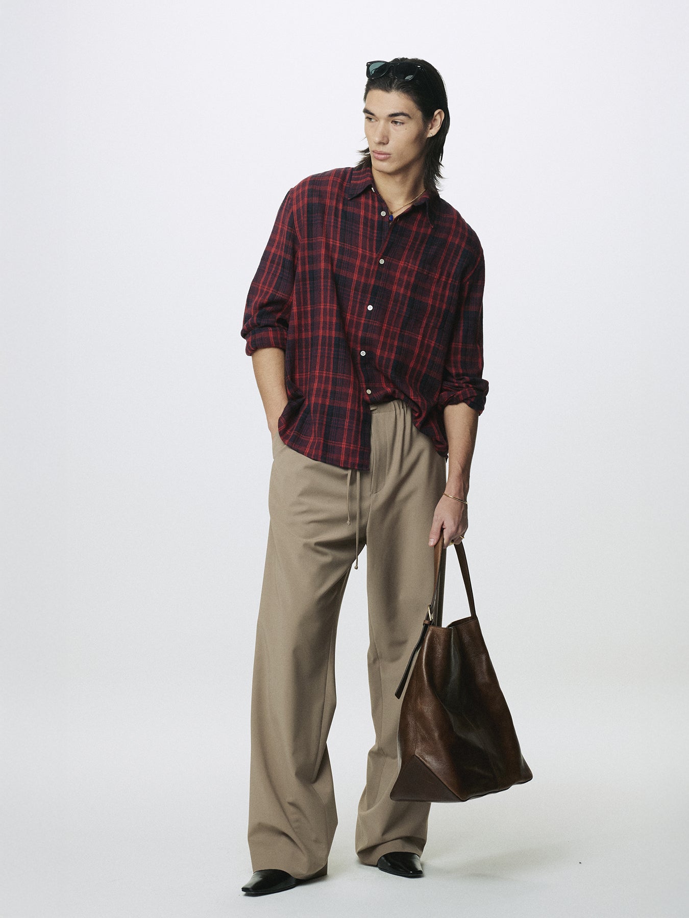 TROPICAL WOOL DRAWSTRING PANTS_ BEIGE