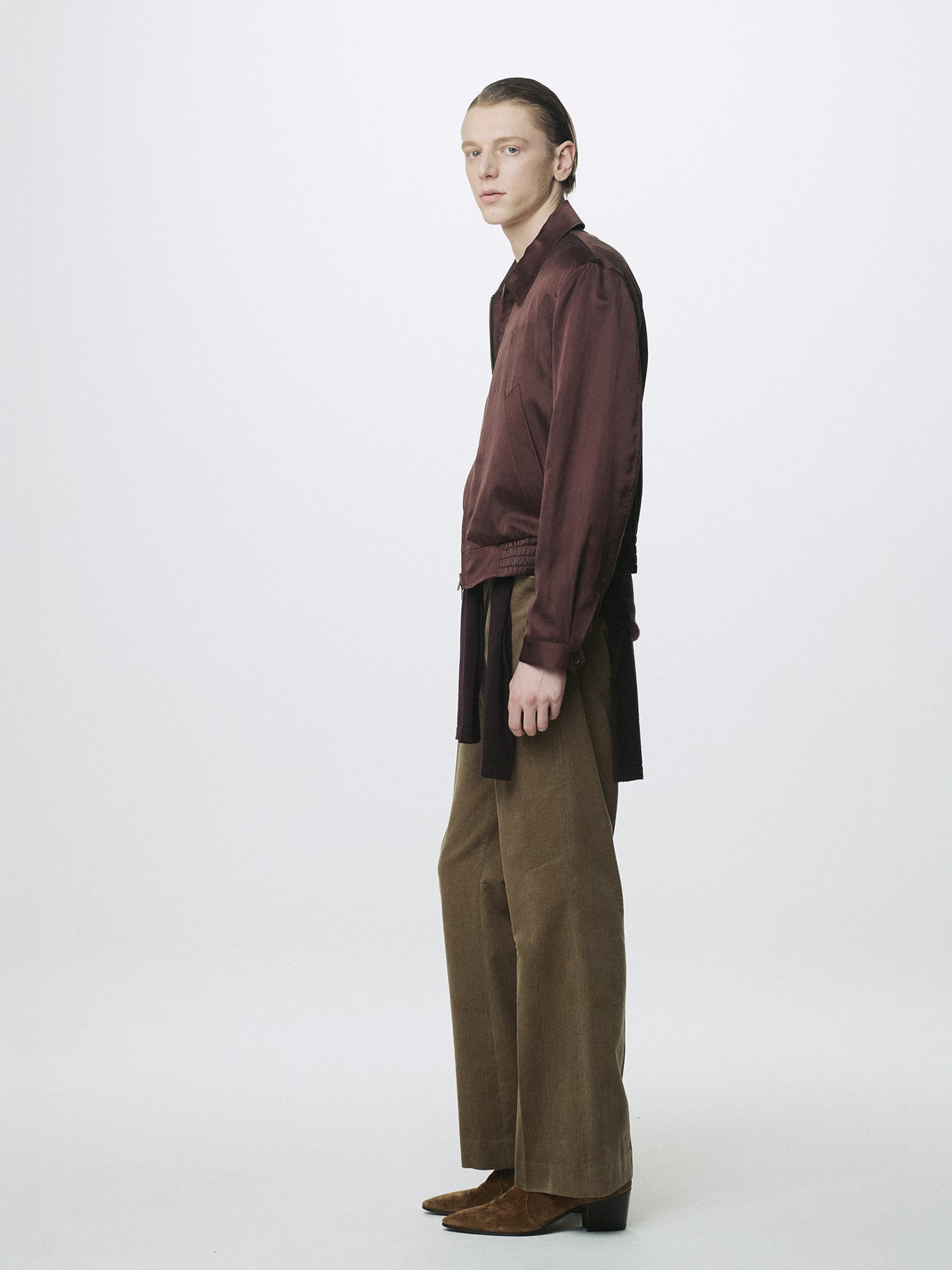 SILK COTTON SWING JACKET_ VINTAGE MAROON
