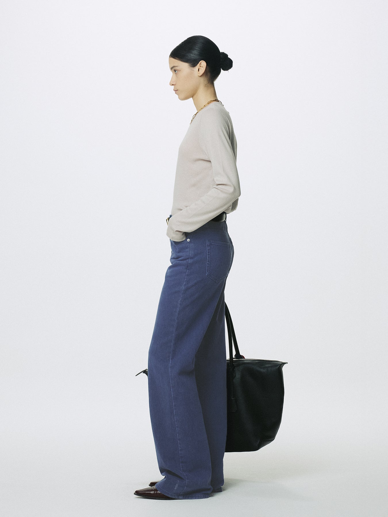 (W) COTTON CASHMERE ESSENTIAL TOP_ ARCTIC GREY
