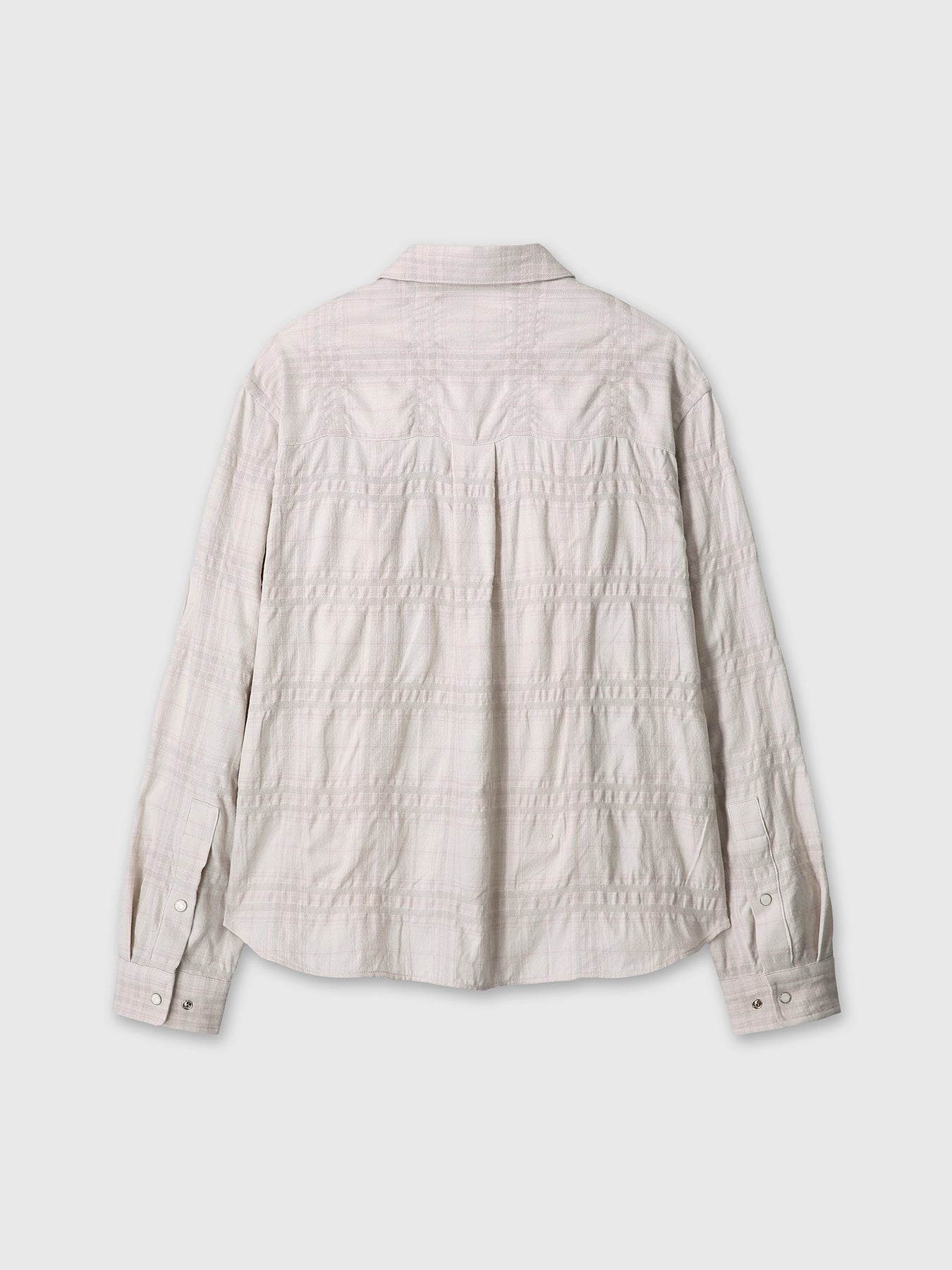 WOOL AND COTTON CHECKED SHIRT JACKET (JAPANESE FABRIC)_ IVORY