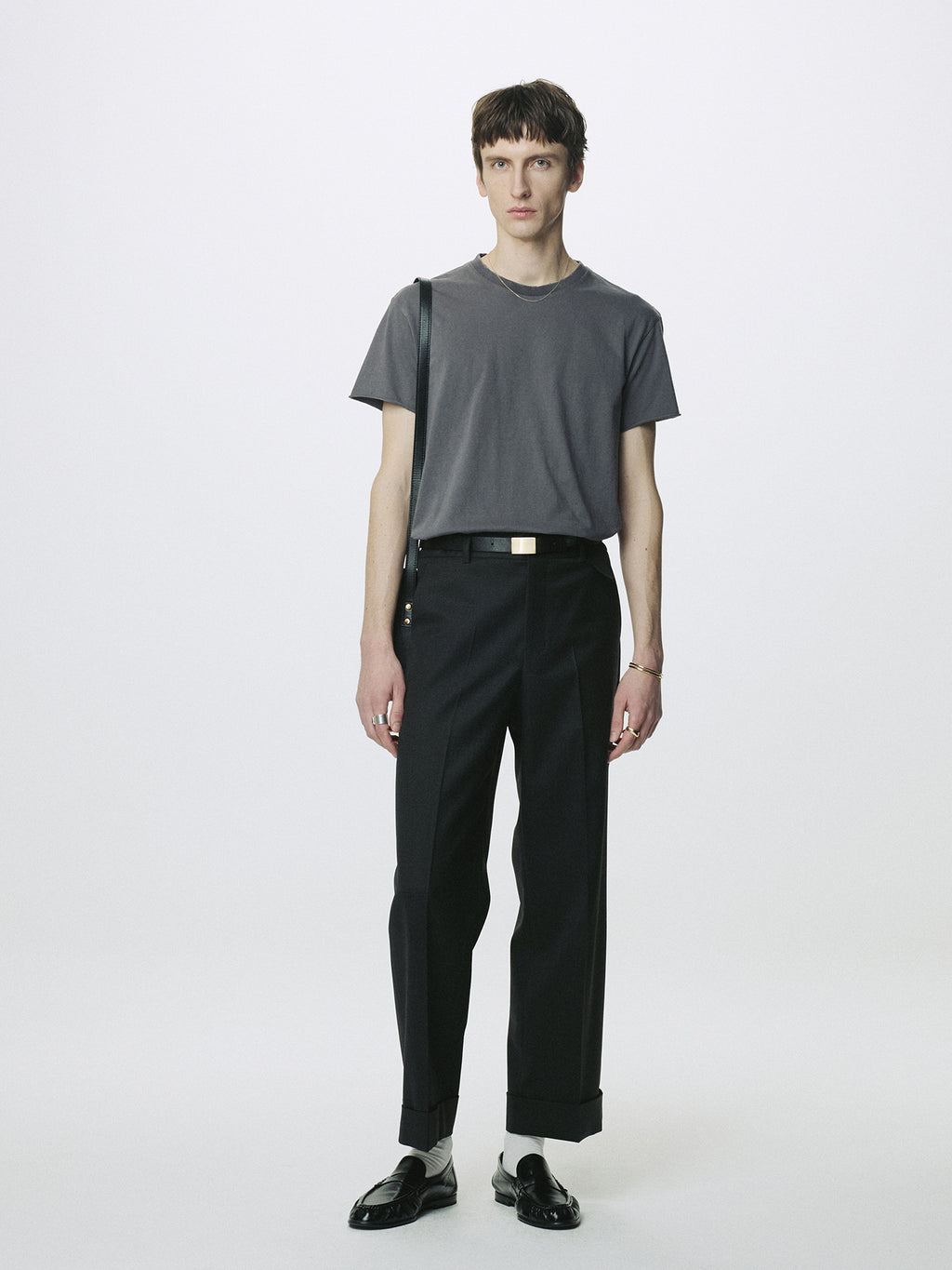 GARMENT DYED RAW EDGE T-SHIRT_ FADED CARBON