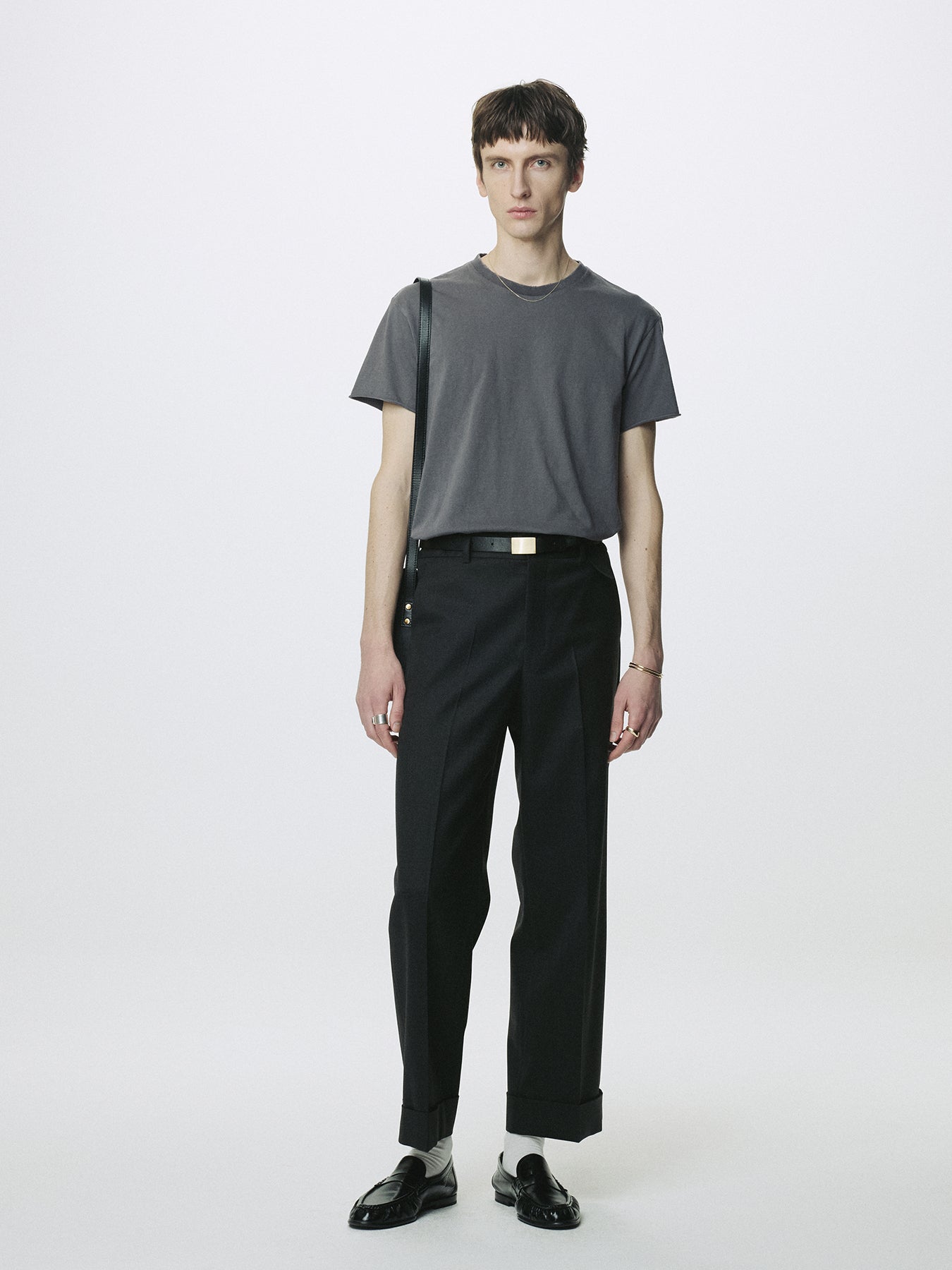 GARMENT DYED RAW EDGE T-SHIRT_ FADED CARBON