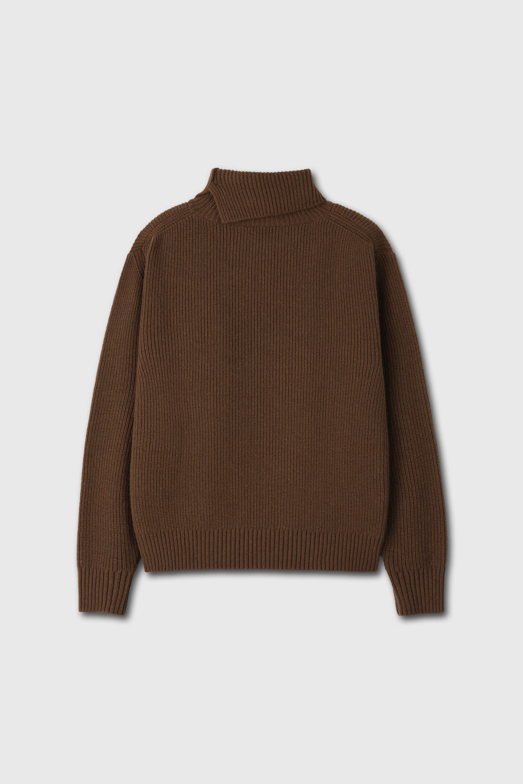 Hard Twist Wool Slit Turtleneck Knit_ Brown