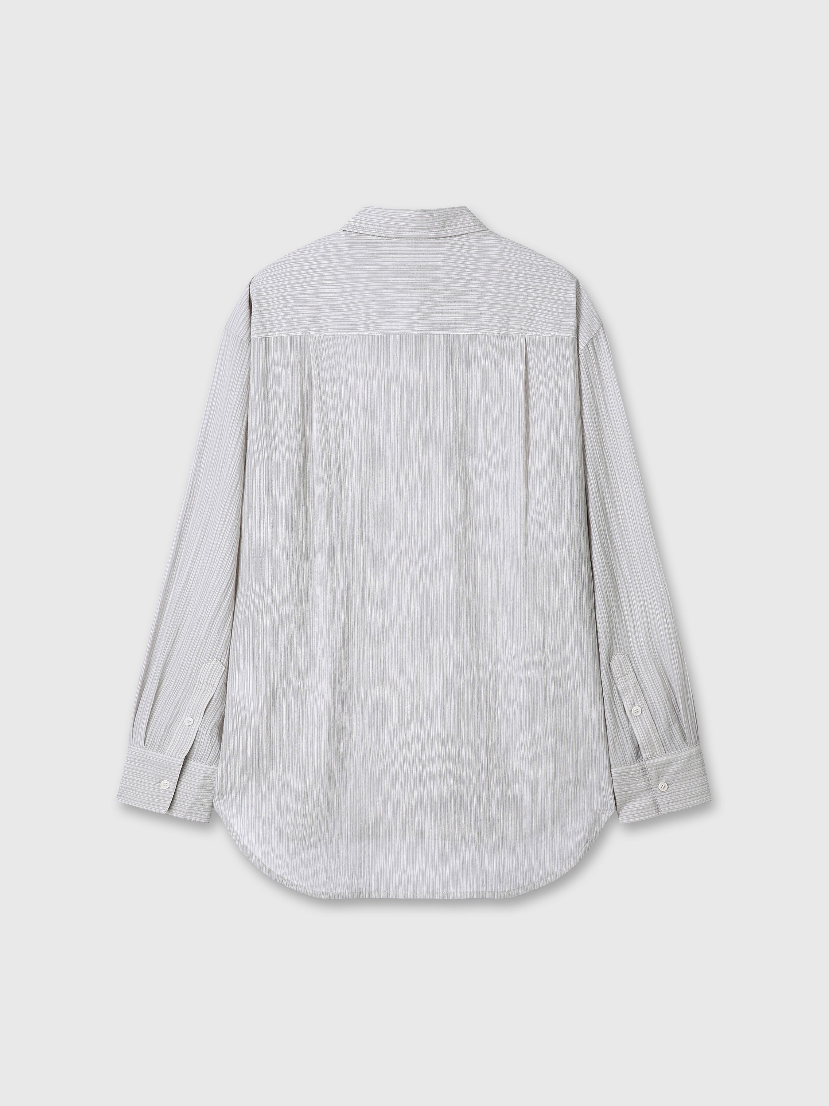 (W) LYOCELL OVERSIZED STRIPE SHIRT_ GREY