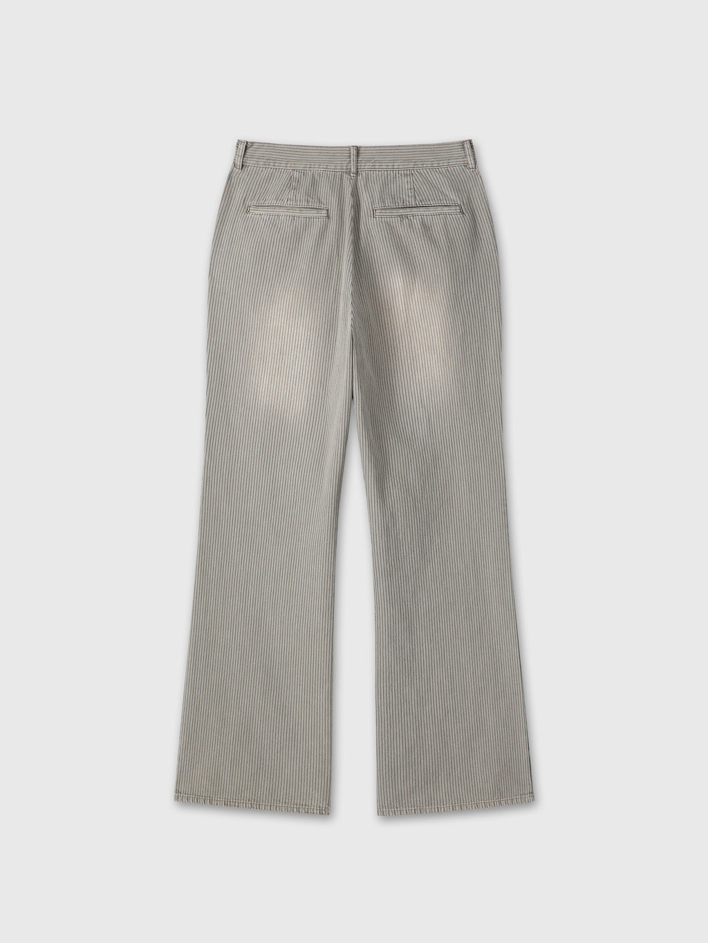 GARMENT DYED STRIPE COTTON FLARE PANTS_ STONE GREY