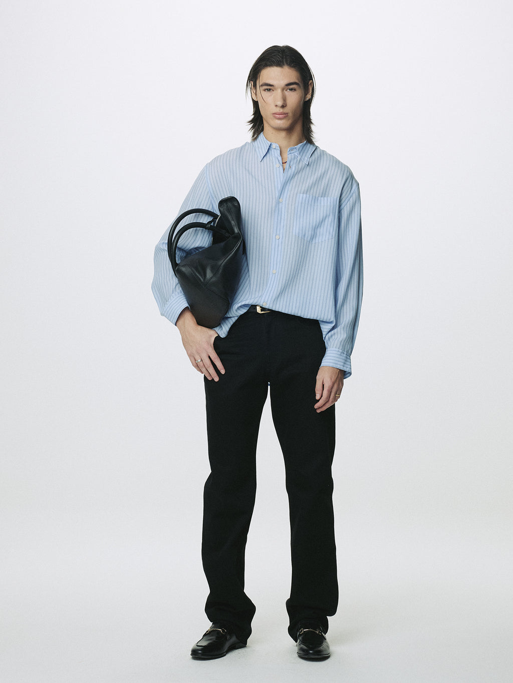 STRIPED LYOCELL SHIRT (JAPANESE FABRIC)_ SKYBLUE STRIPE