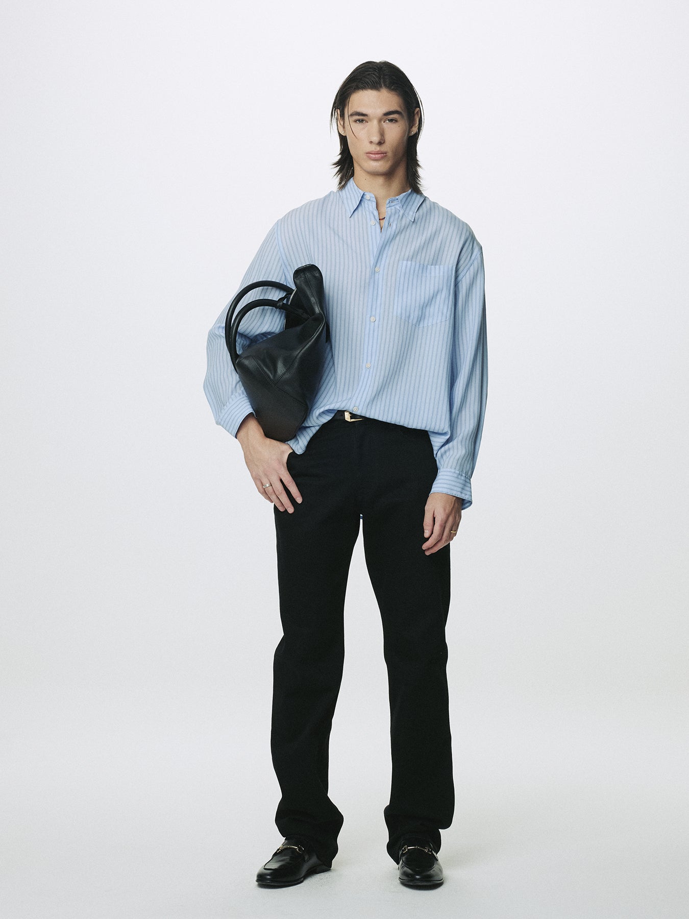 STRIPED LYOCELL SHIRT (JAPANESE FABRIC)_ SKYBLUE STRIPE