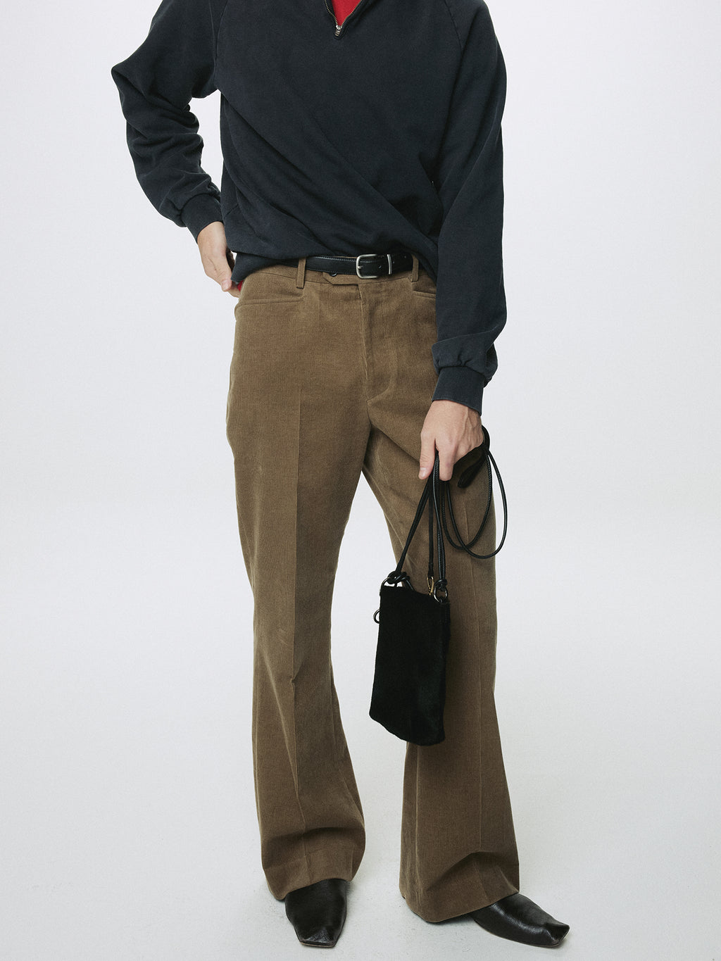 BRUSHED SILVER BUCKLE BELT_ BLACK