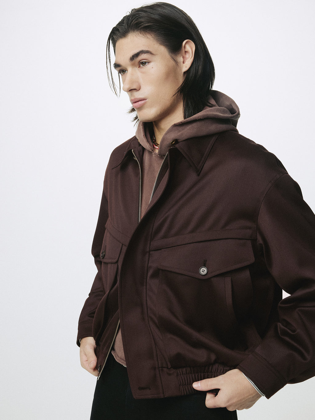 WOOL VISCOSE OVERSIZED BOMBER JACKET_ DARK BURGUNDY