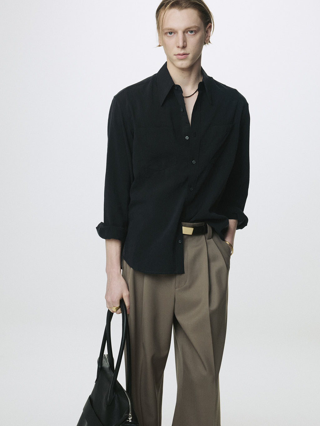 WOOL DOUBLE PLEATS EXTRA-WIDE TROUSERS_ TAUPE