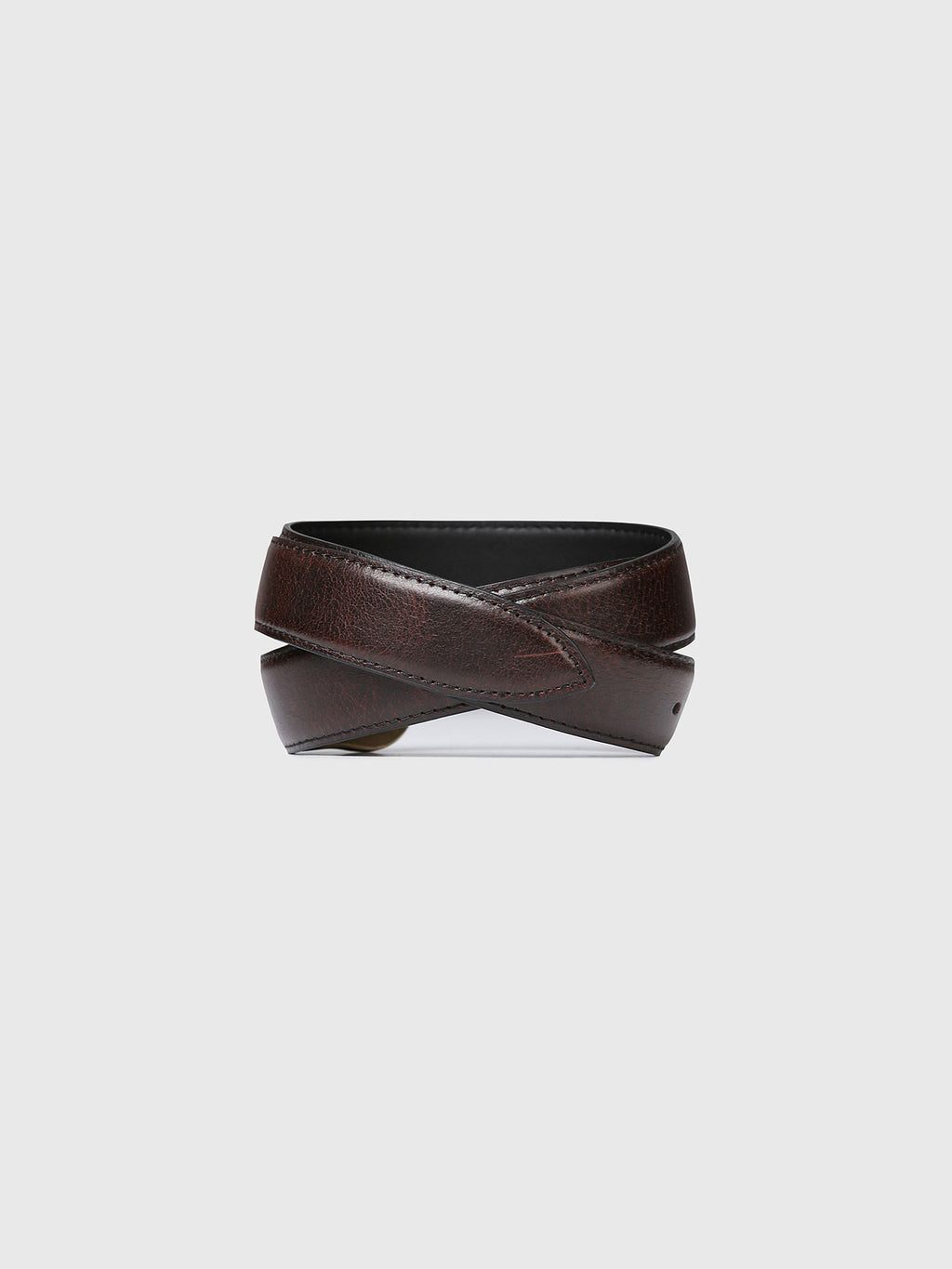 VINTAGE BUCKLE  OIL PULL-UP LEATHER BELT_ DARK MAHOGANY