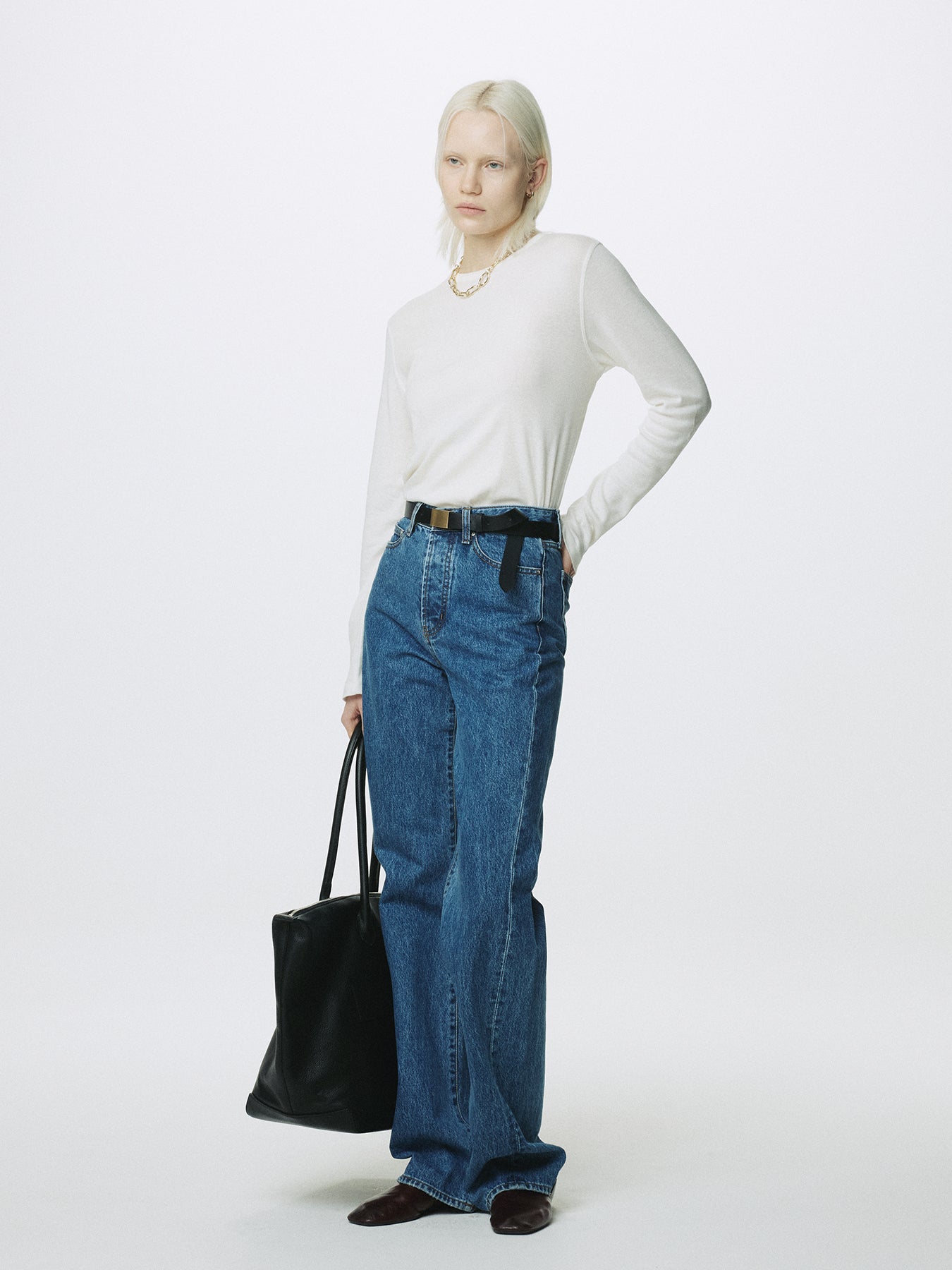 (W) COTTON CASHMERE ESSENTIAL TOP_ IVORY