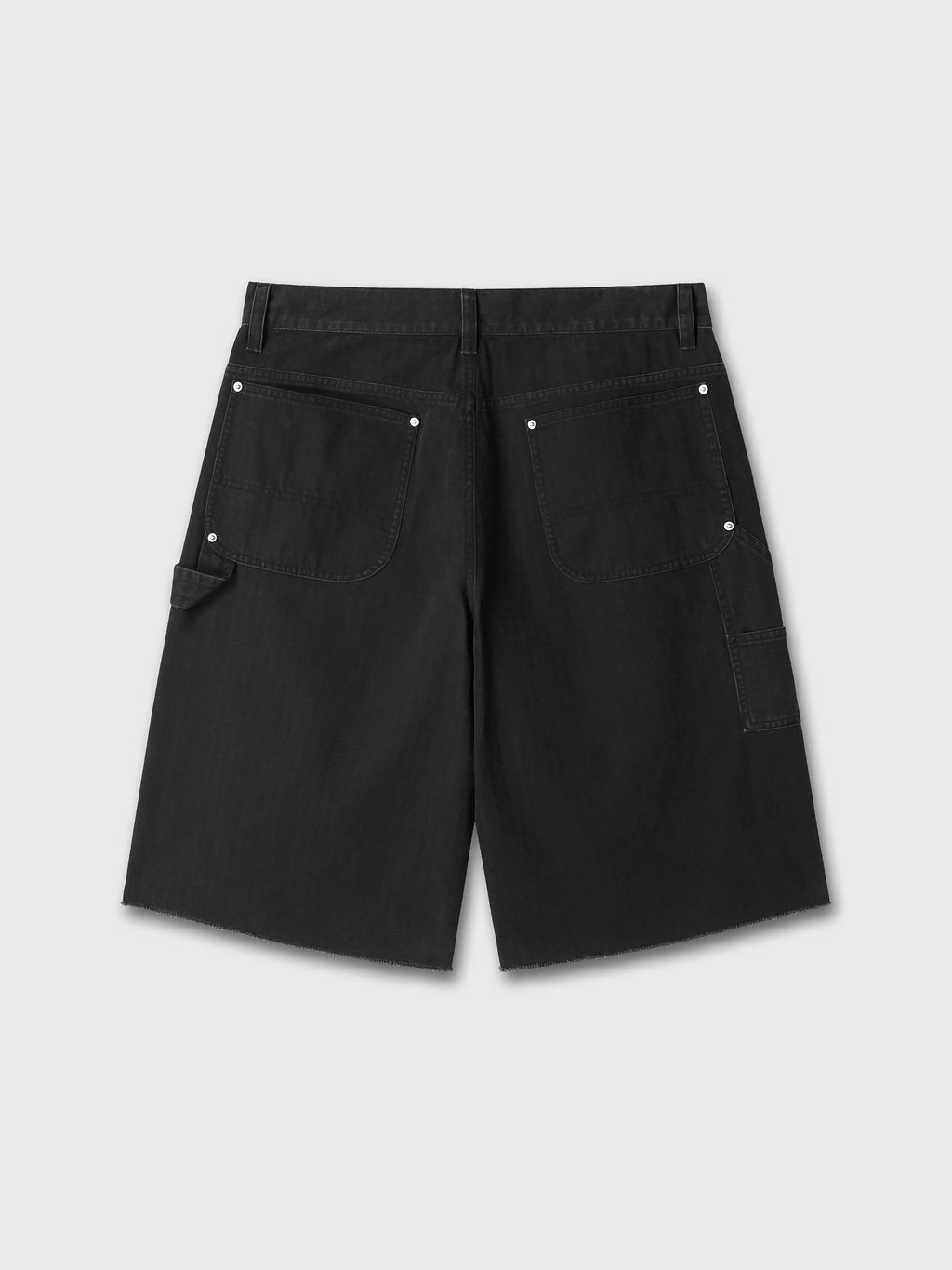 HAND DISTRESSED HBT DOUBLE KNEE SHORTS_ FADED BLACK