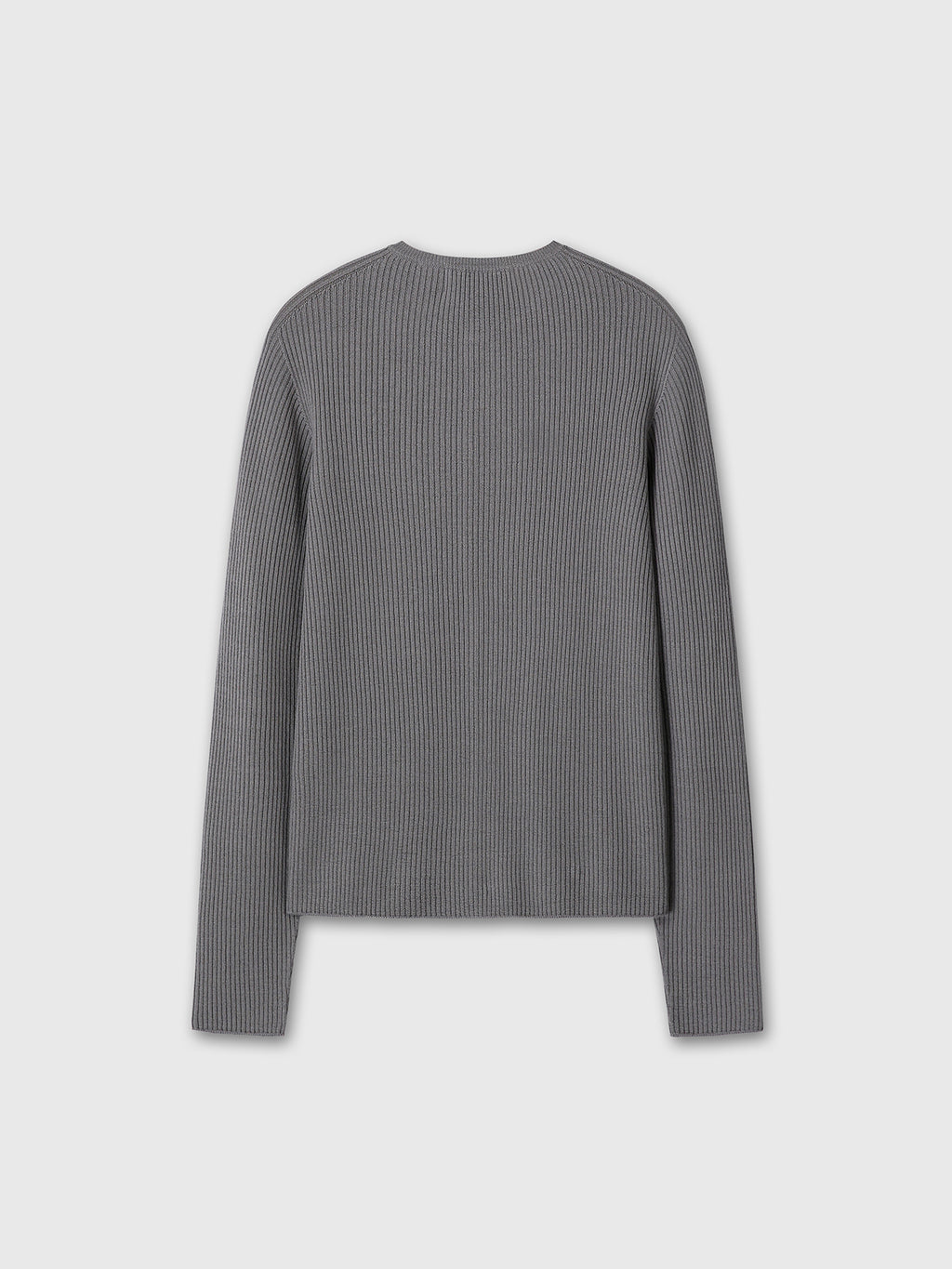 SUPER FINE MERINO WOOL RIBBED CARDIGAN_ CARBON GREY