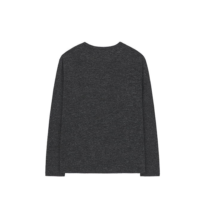 Twist-melange Long Sleeve Knit_ Melange Charcoal