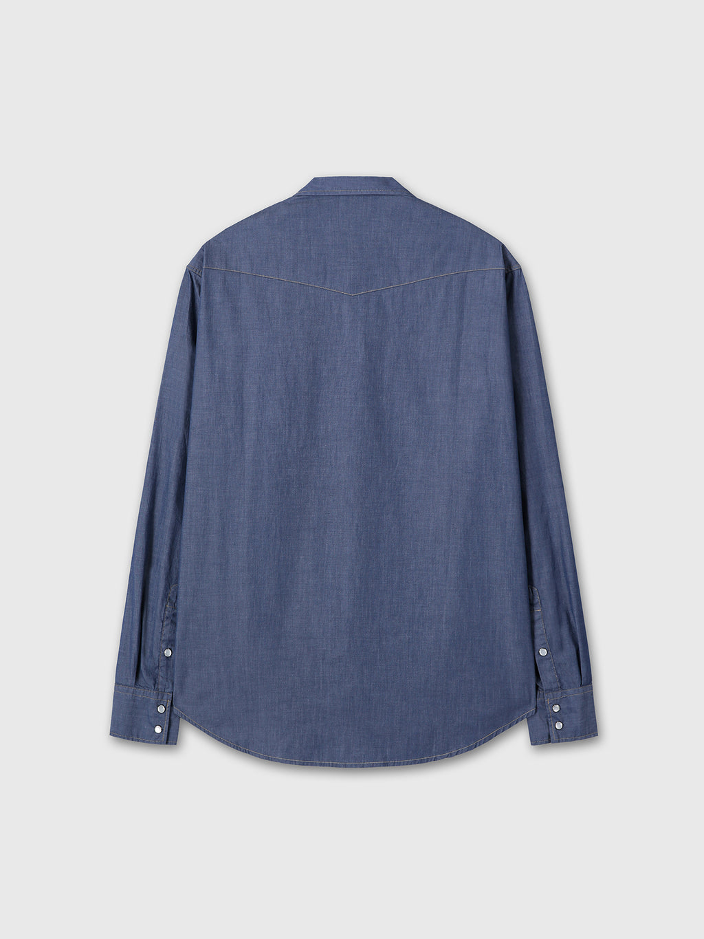 WASHED CHAMBRAY WESTERN SHIRT (ITALIAN FABRIC)_ MEDIUM INDIGO
