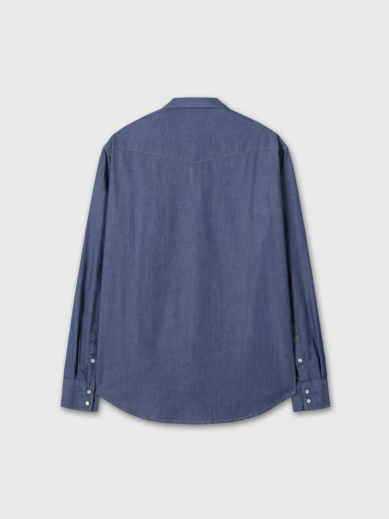WASHED CHAMBRAY WESTERN SHIRT (ITALIAN FABRIC)_ MEDIUM INDIGO