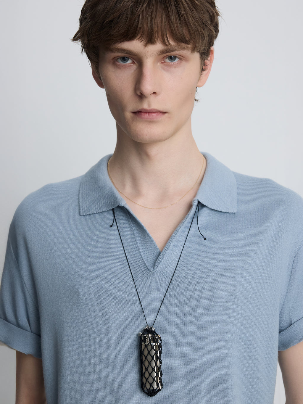 HANDCRAFTED CORD NET NECKLACE_ BLACK