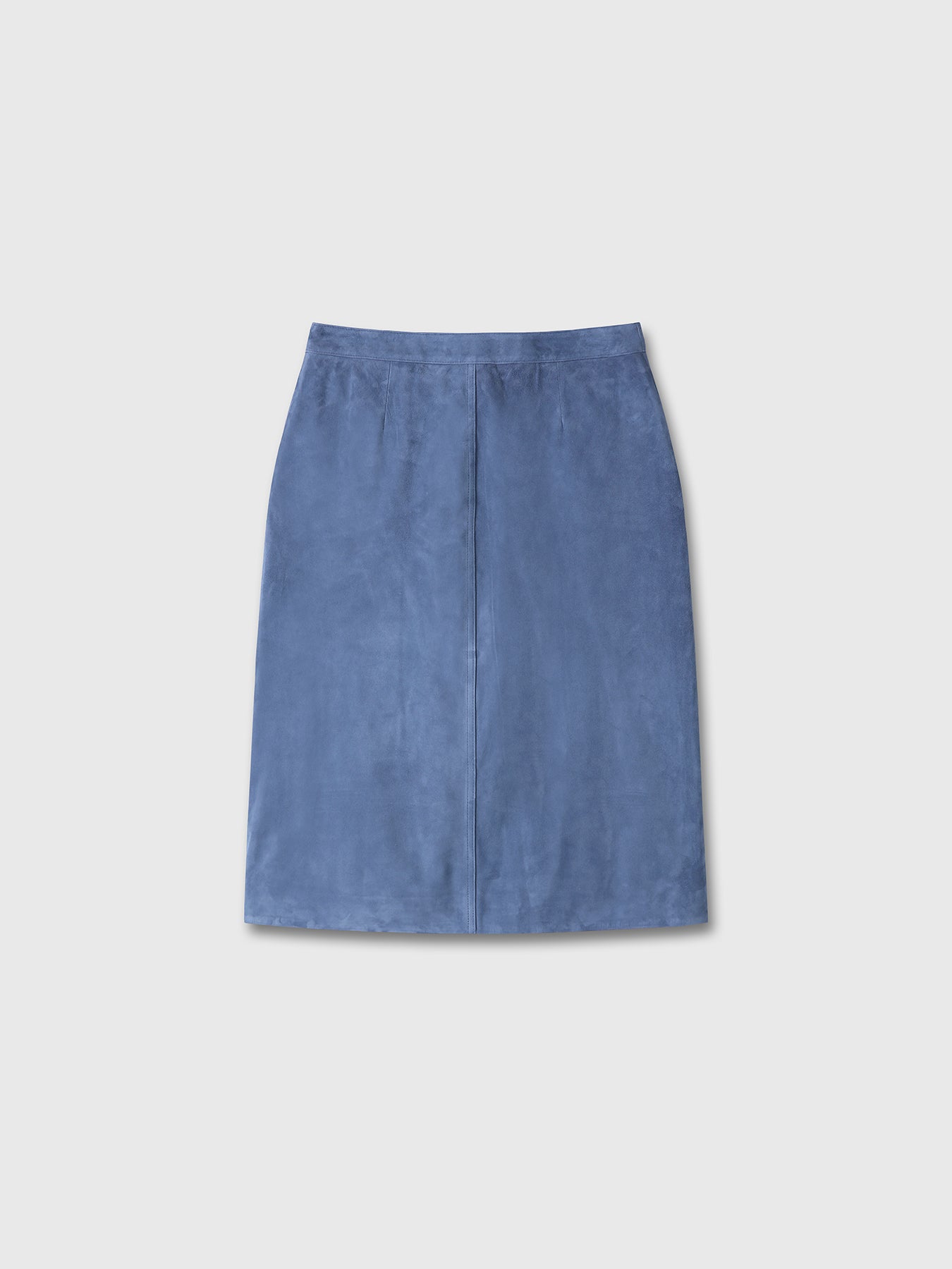 (W) GOAT SUEDE WRAP SKIRT_ MID BLUE