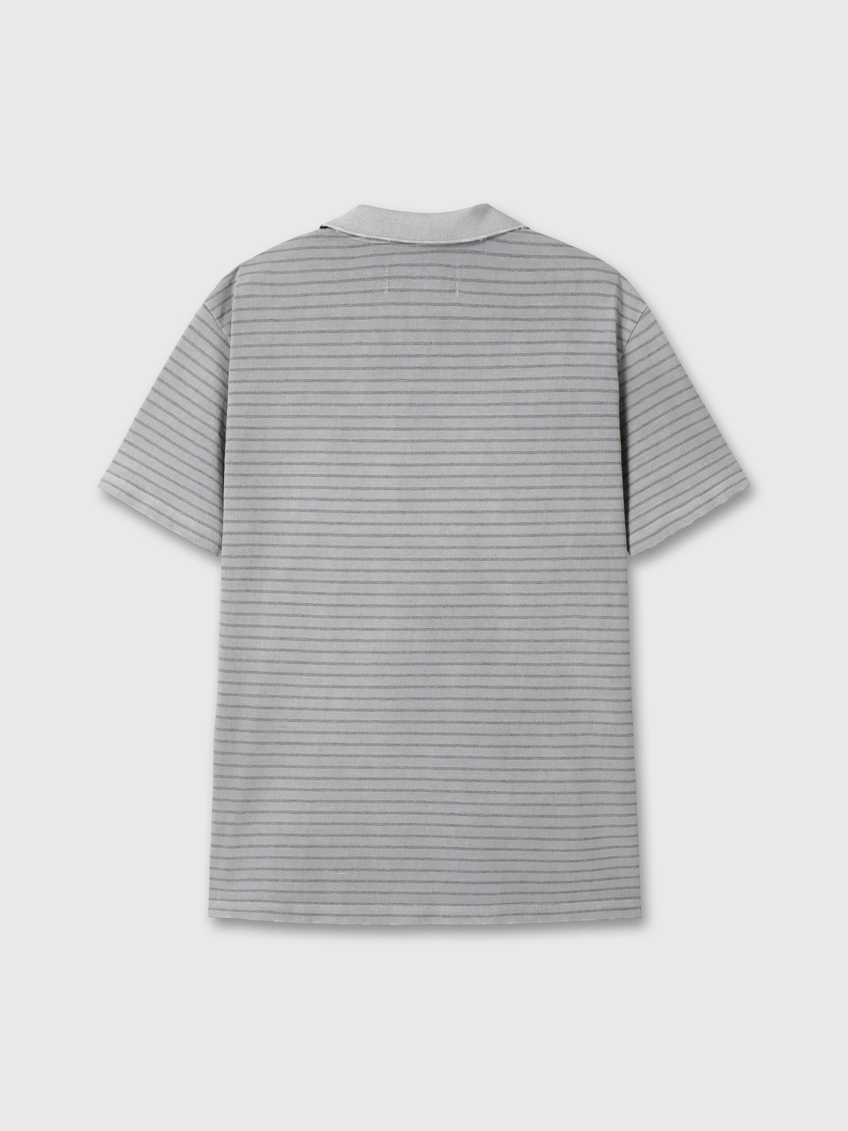 GARMENT DYED STRIPE PIQUÉ POLO_ FADED GREY