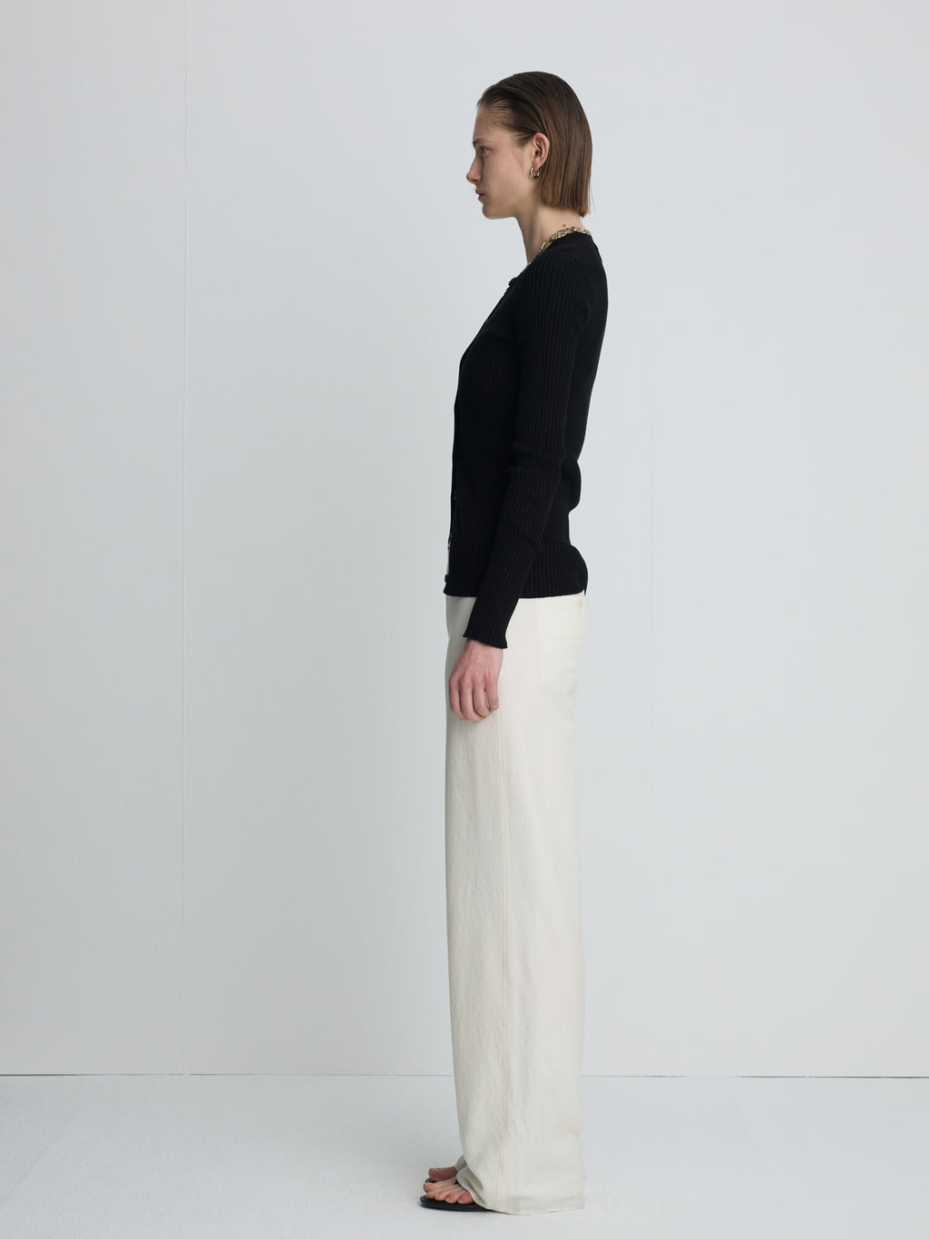 (W) SILK TWILL LOUNGE PANTS_ IVORY
