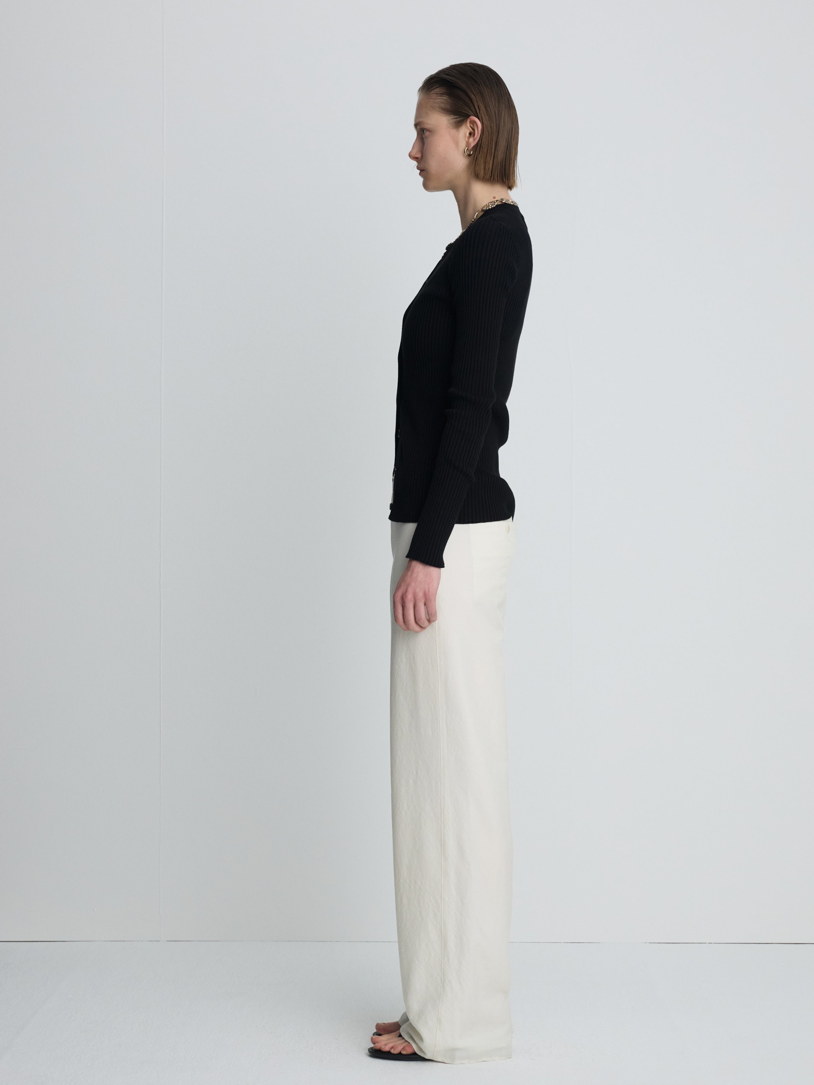 (W) SILK TWILL LOUNGE PANTS_ IVORY