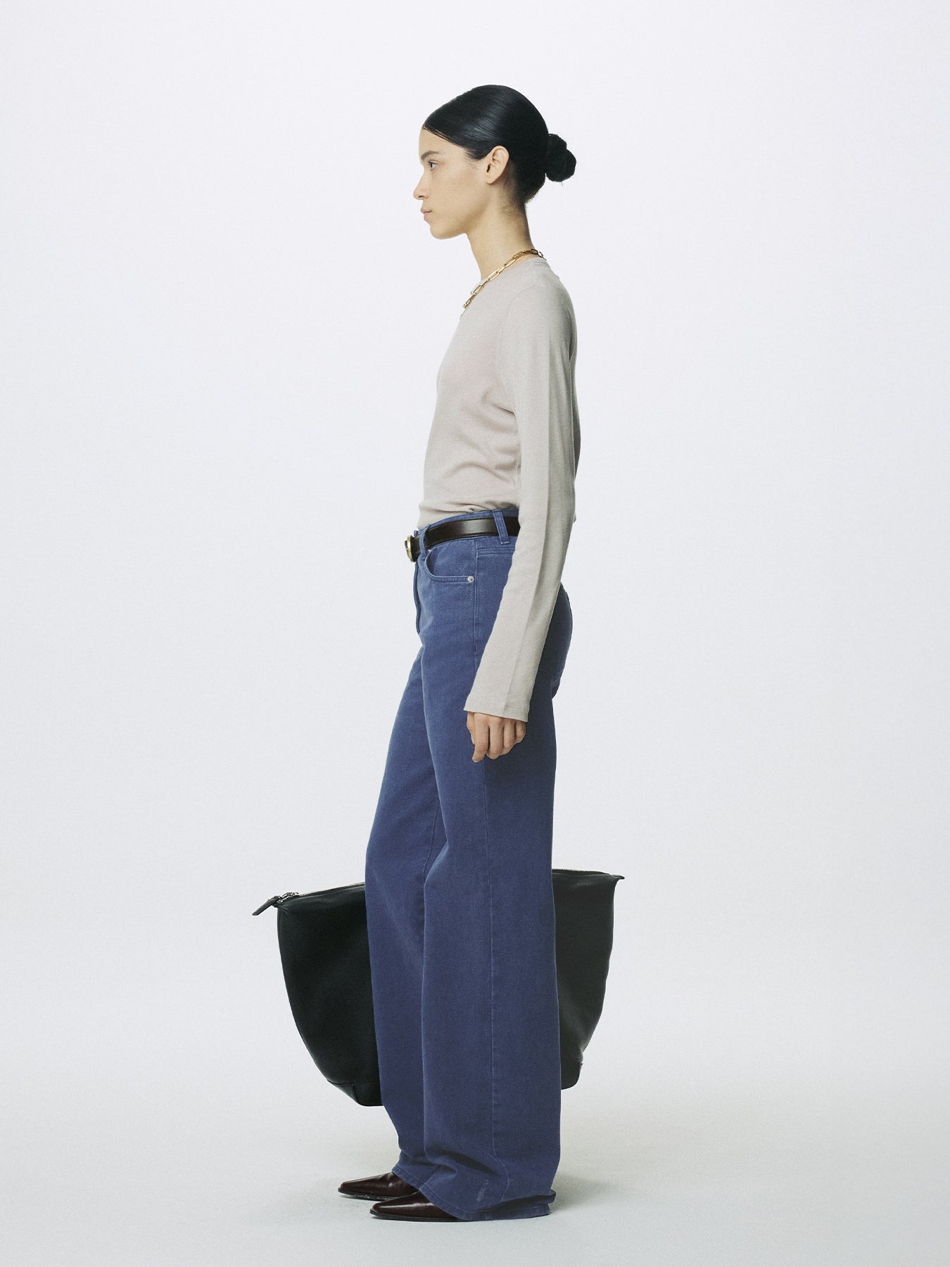 (W) WASHED COTTON STRAIGHT PANTS_ WASHED BLUE