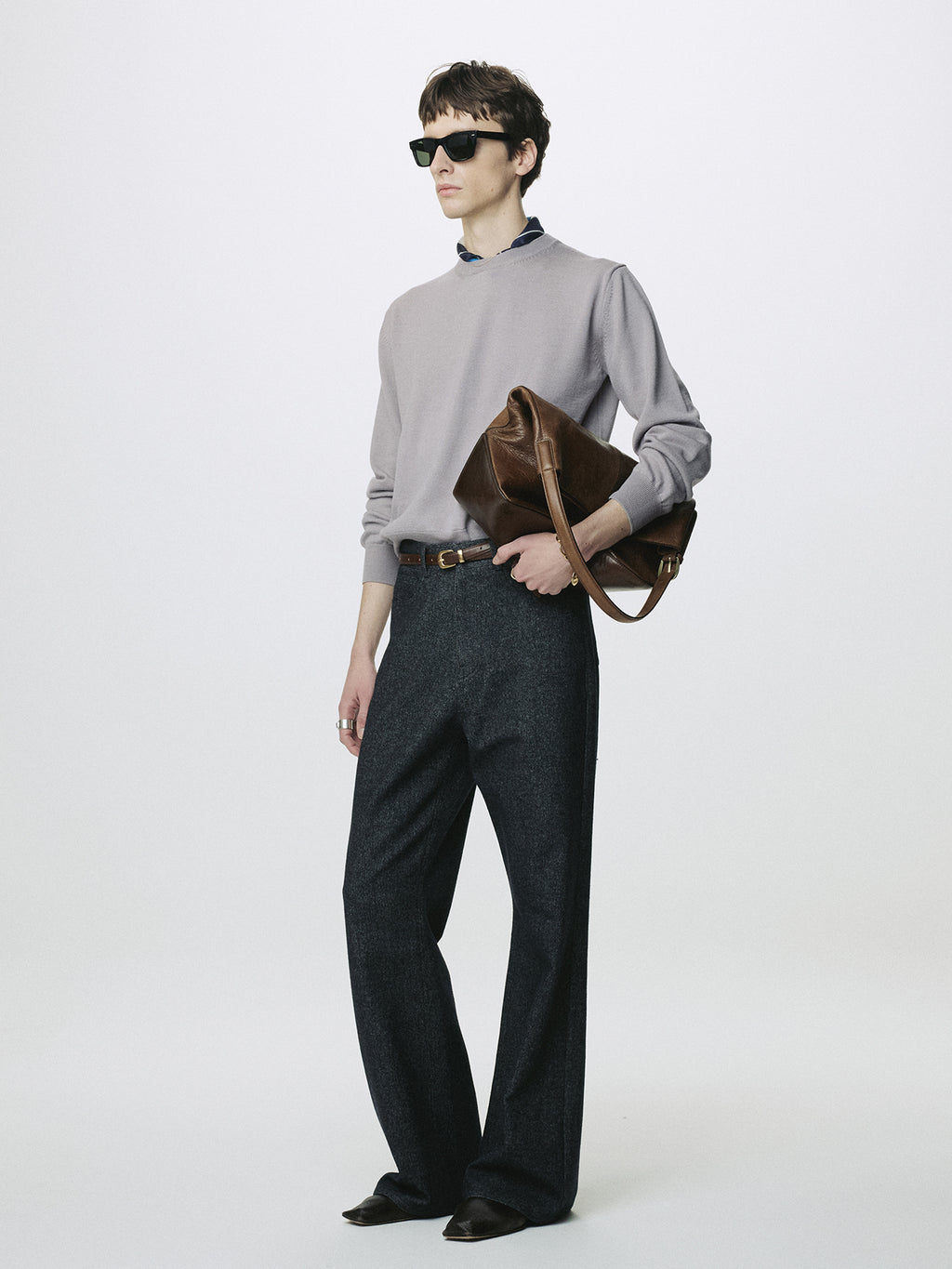 SPRING WOOL CREW NECK KNIT_ PALE GREY