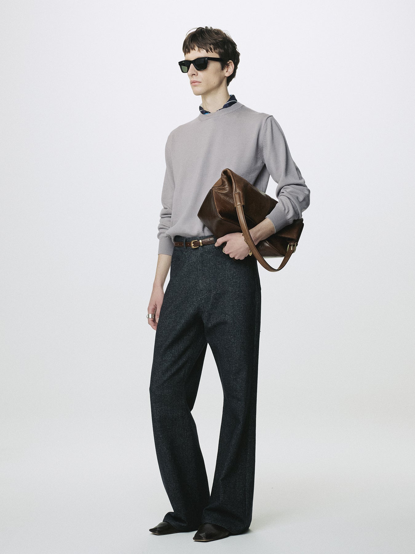 SPRING WOOL CREW NECK KNIT_ PALE GREY