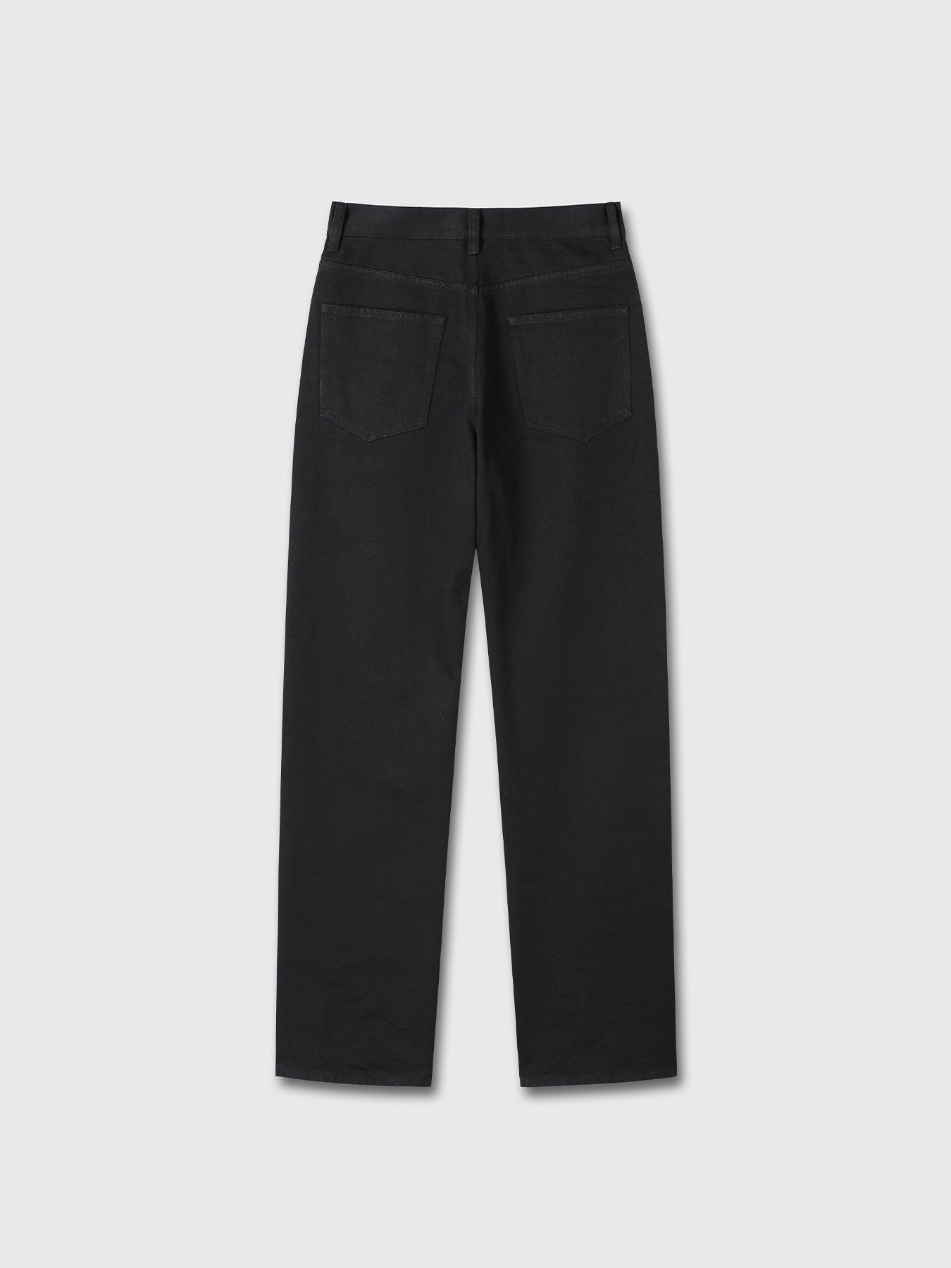 (W) TWISTED SEAM STRAIGHT-LEG DENIM JEANS_ BLACK
