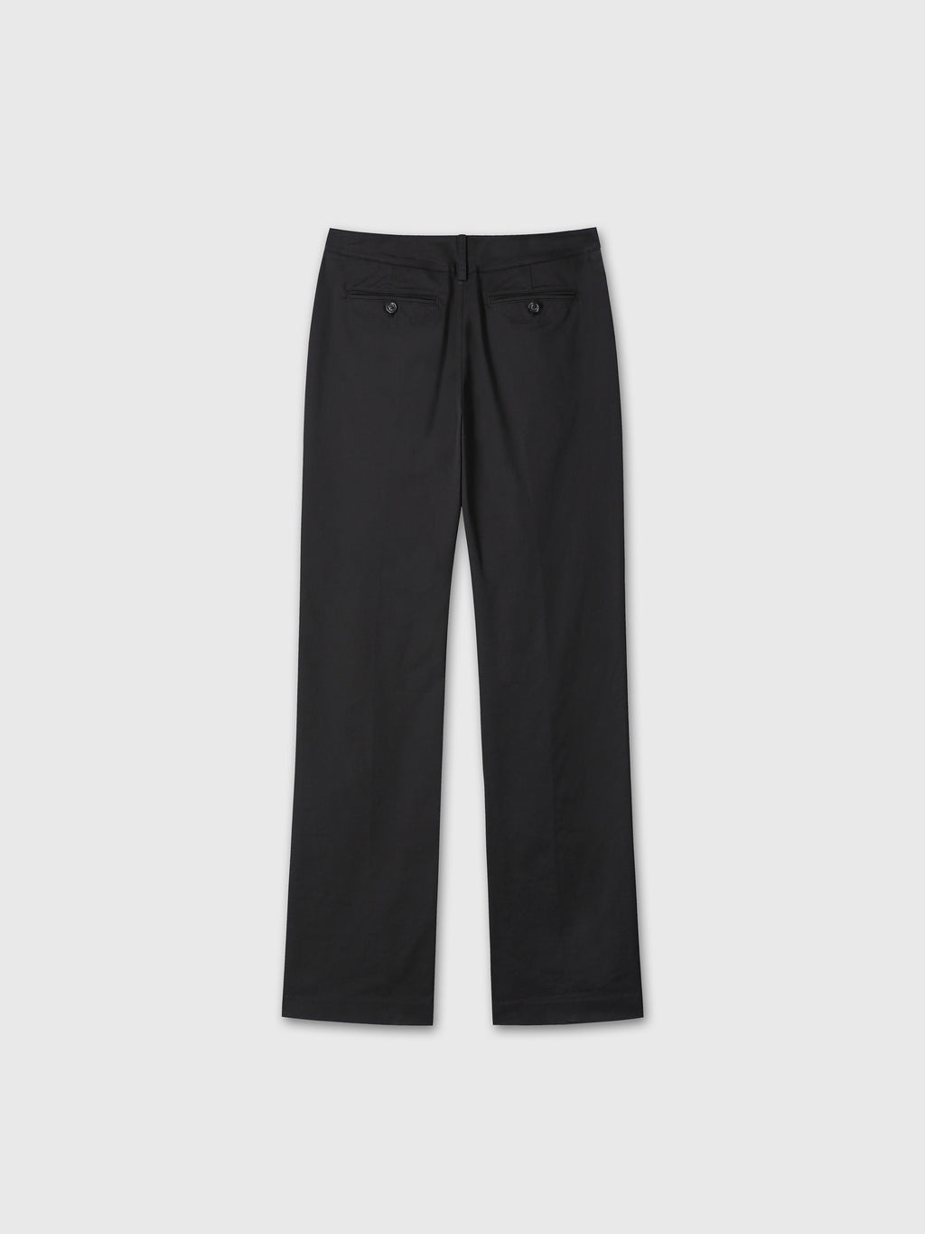 (W) COTTON STRAIGHT TROUSERS_ BLACK