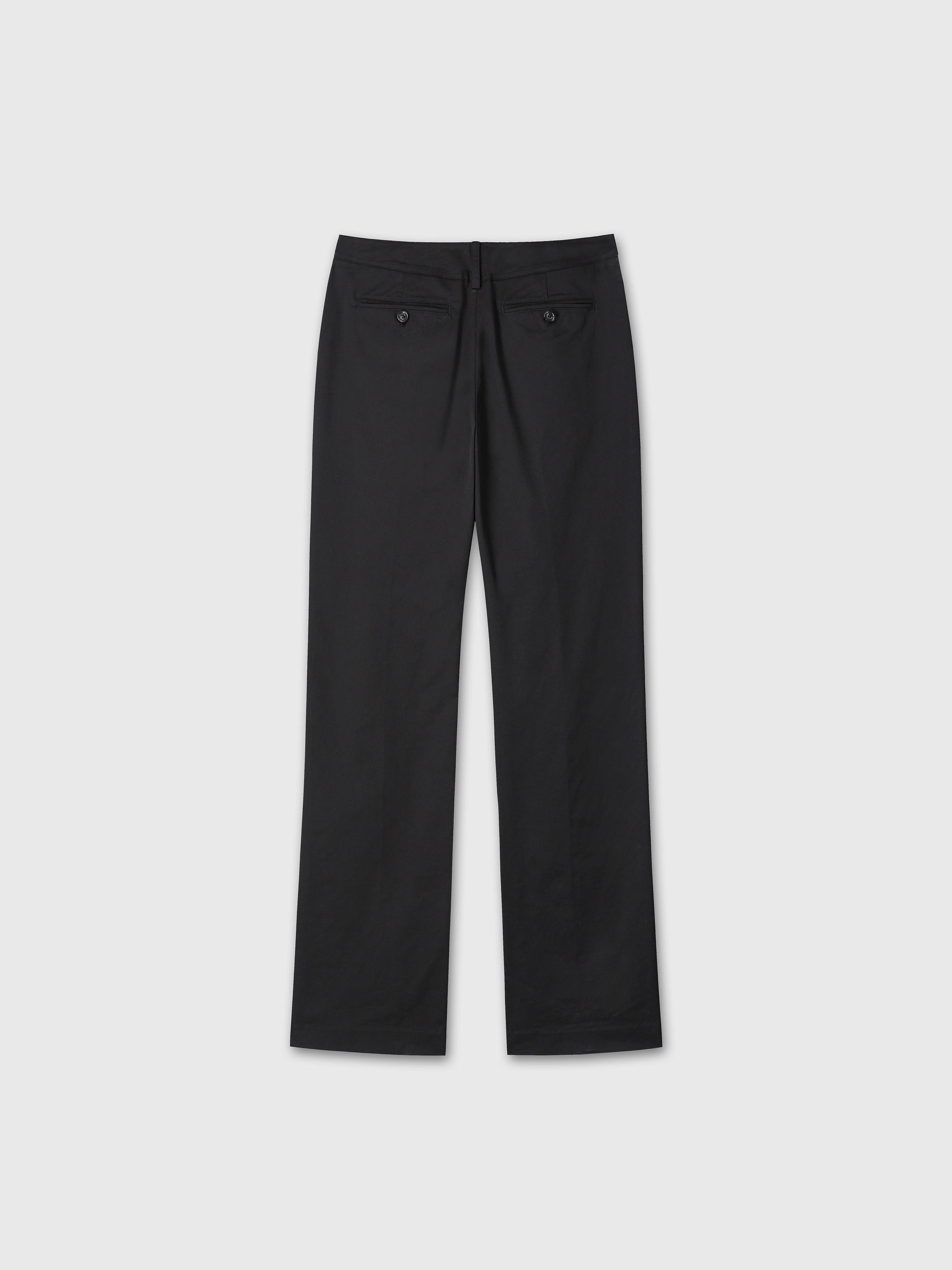(W) COTTON STRAIGHT TROUSERS_ BLACK