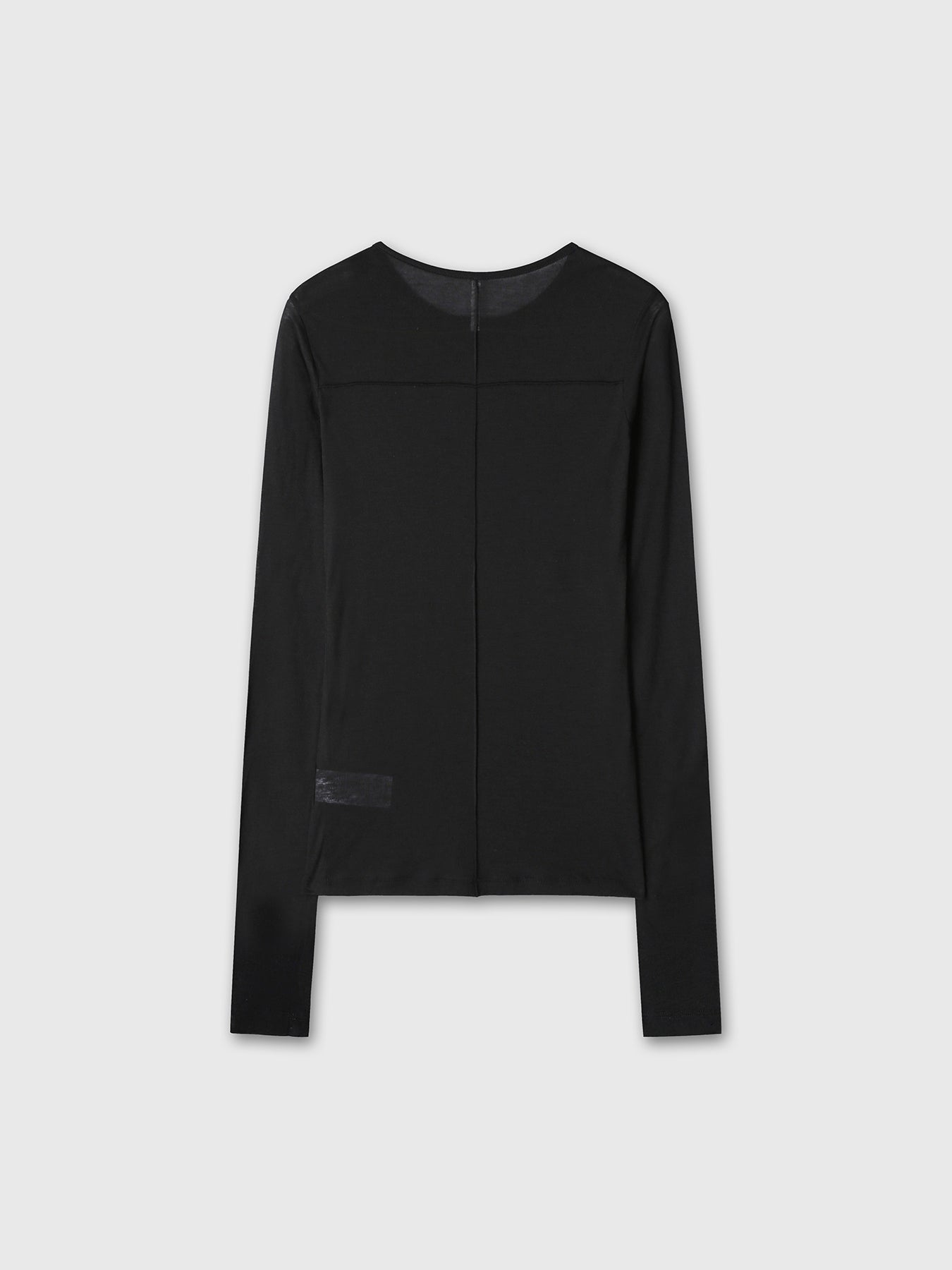 (W) WOOL TENCEL PINTUCK LONG SLEEVE_ BLACK