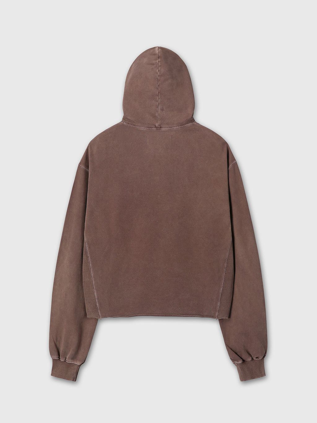 GARMENT DYED RAW EDGE HOODIE_ FADED RED