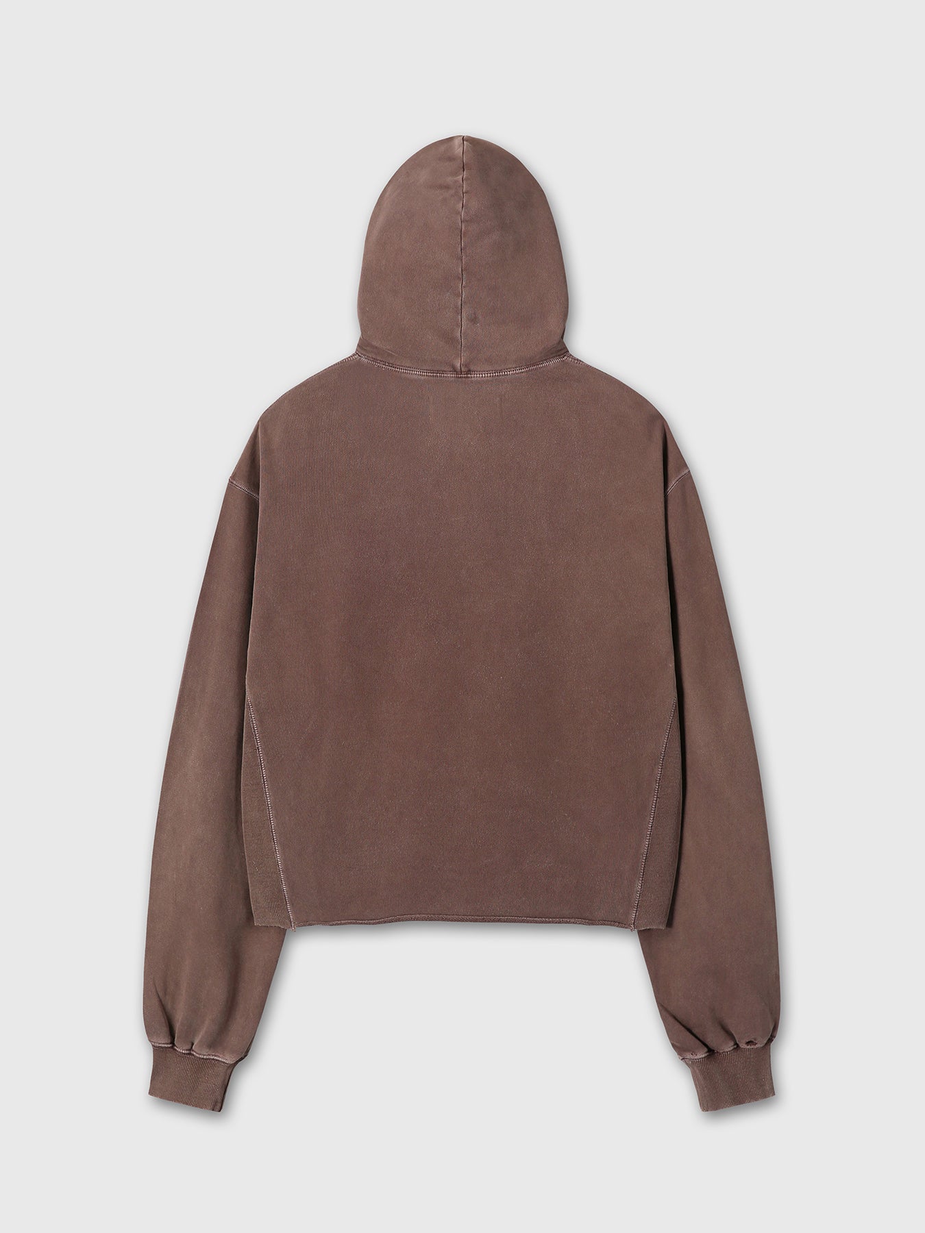 GARMENT DYED RAW EDGE HOODIE_ FADED RED