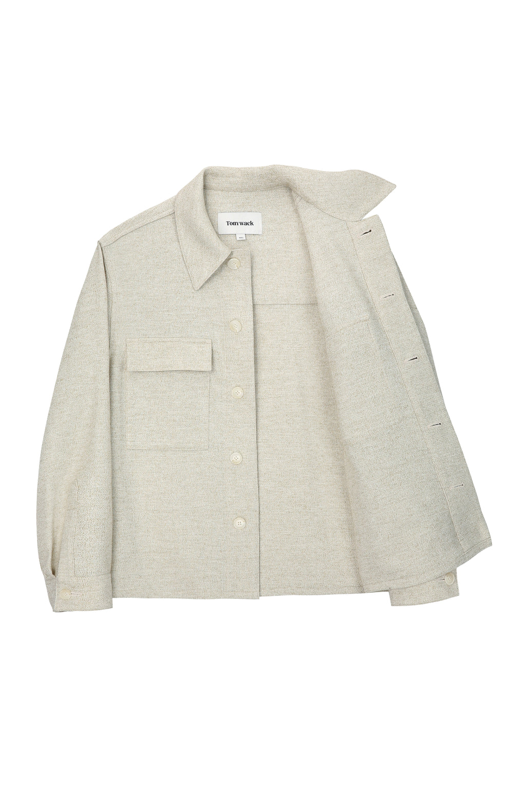 Wool and Lyocell Natural Tweed Shirt Jacket_ Sage Beige