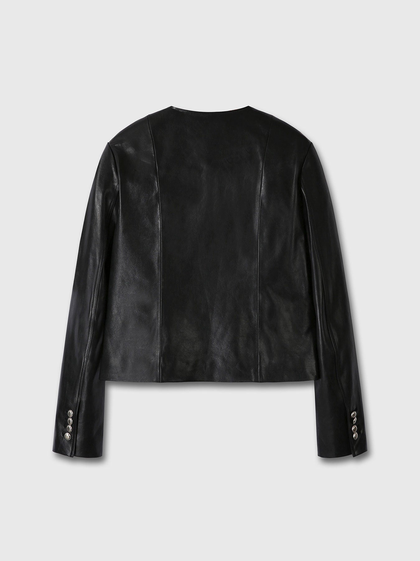 (W) LAMB LEATHER BLOUSON JACKET_ BLACK