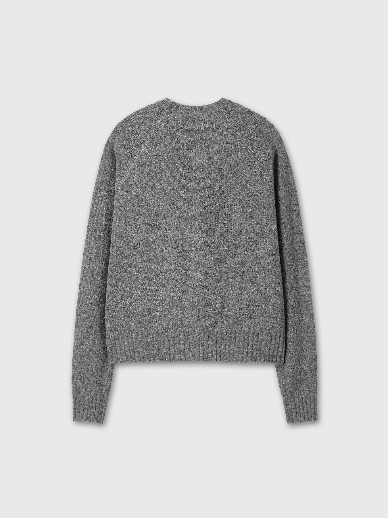 PLACKET BUTTON DOWN KNIT CARDIGAN_ MELANGE GREY
