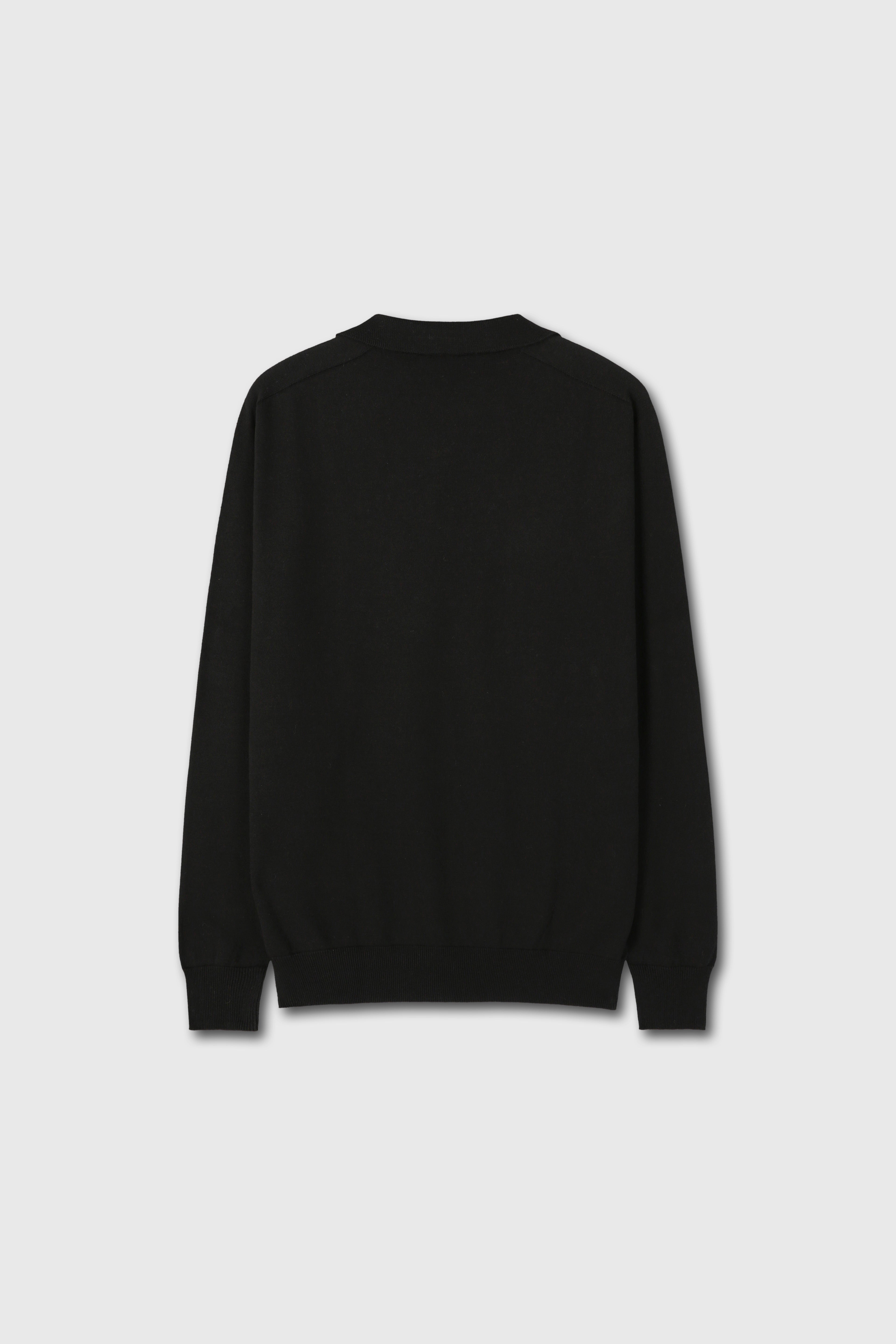 High Count Whole Garment Saddle Neck Knit_ Black