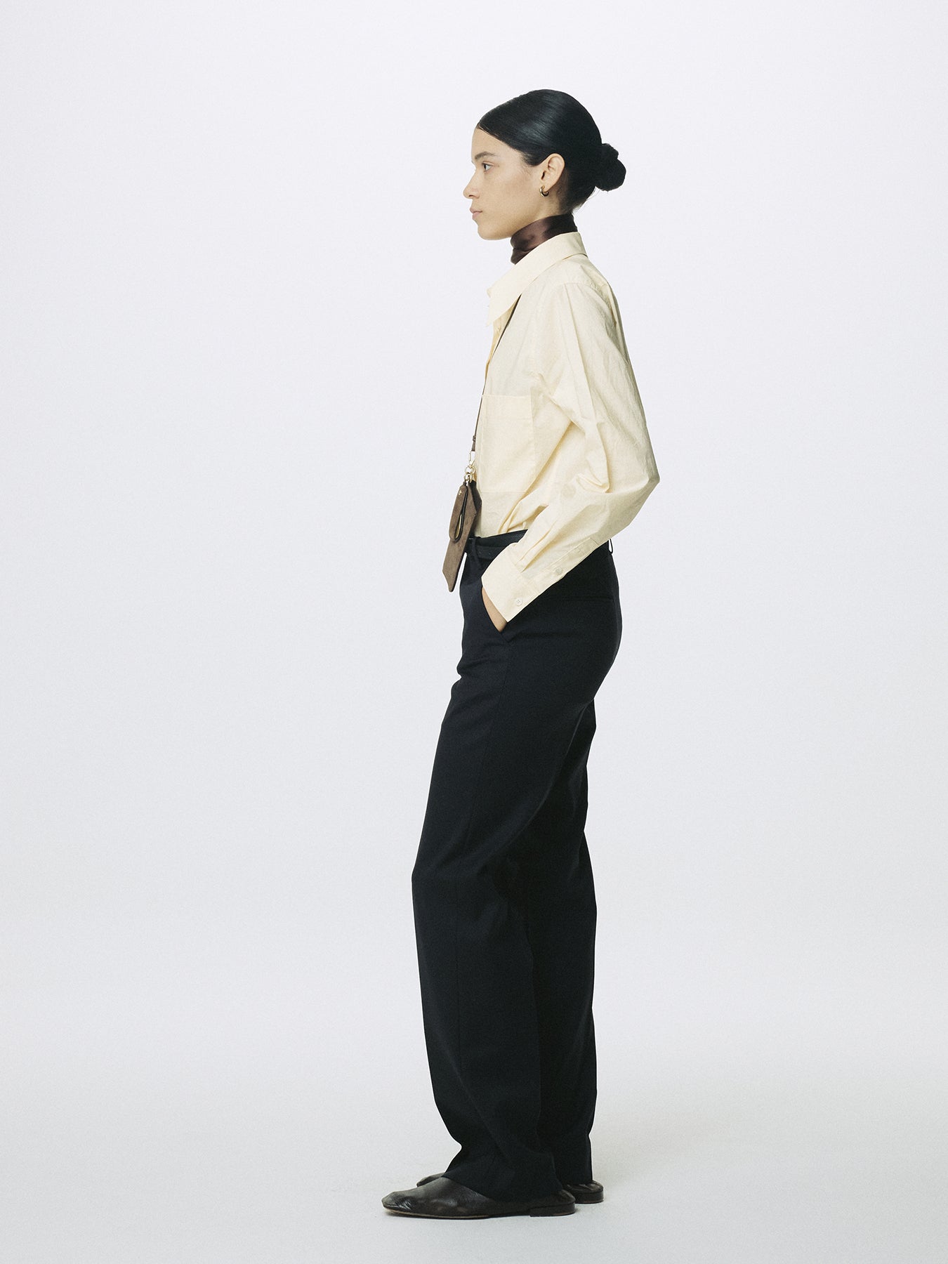 (W) COTTON HIGH-DENSITY SHIRT_ PALE YELLOW