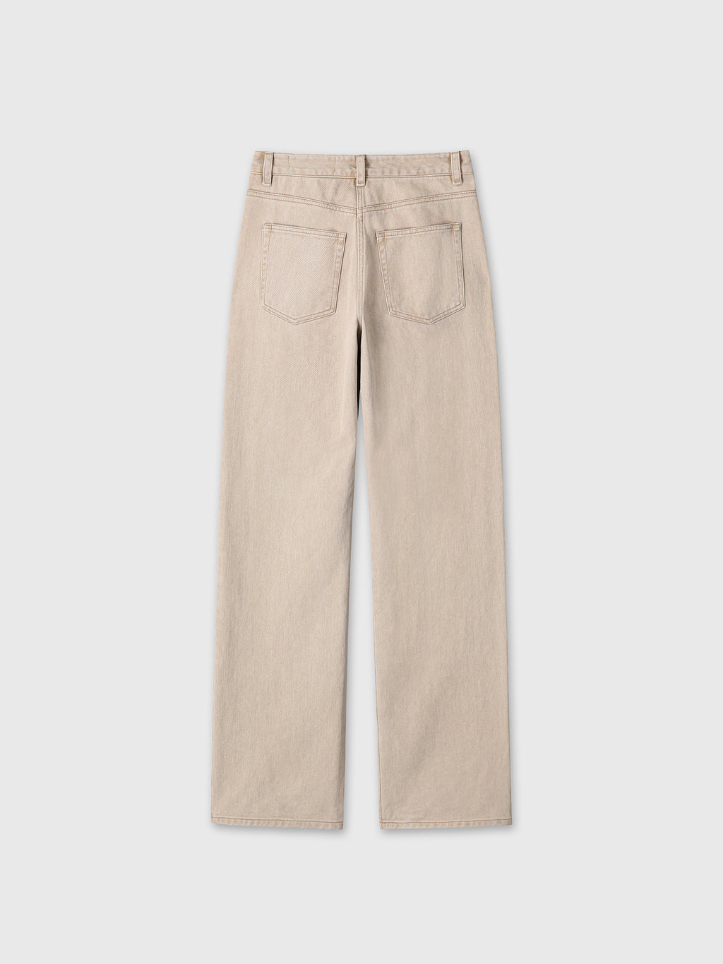 (W) WASHED COTTON STRAIGHT PANTS_ WASHED BEIGE