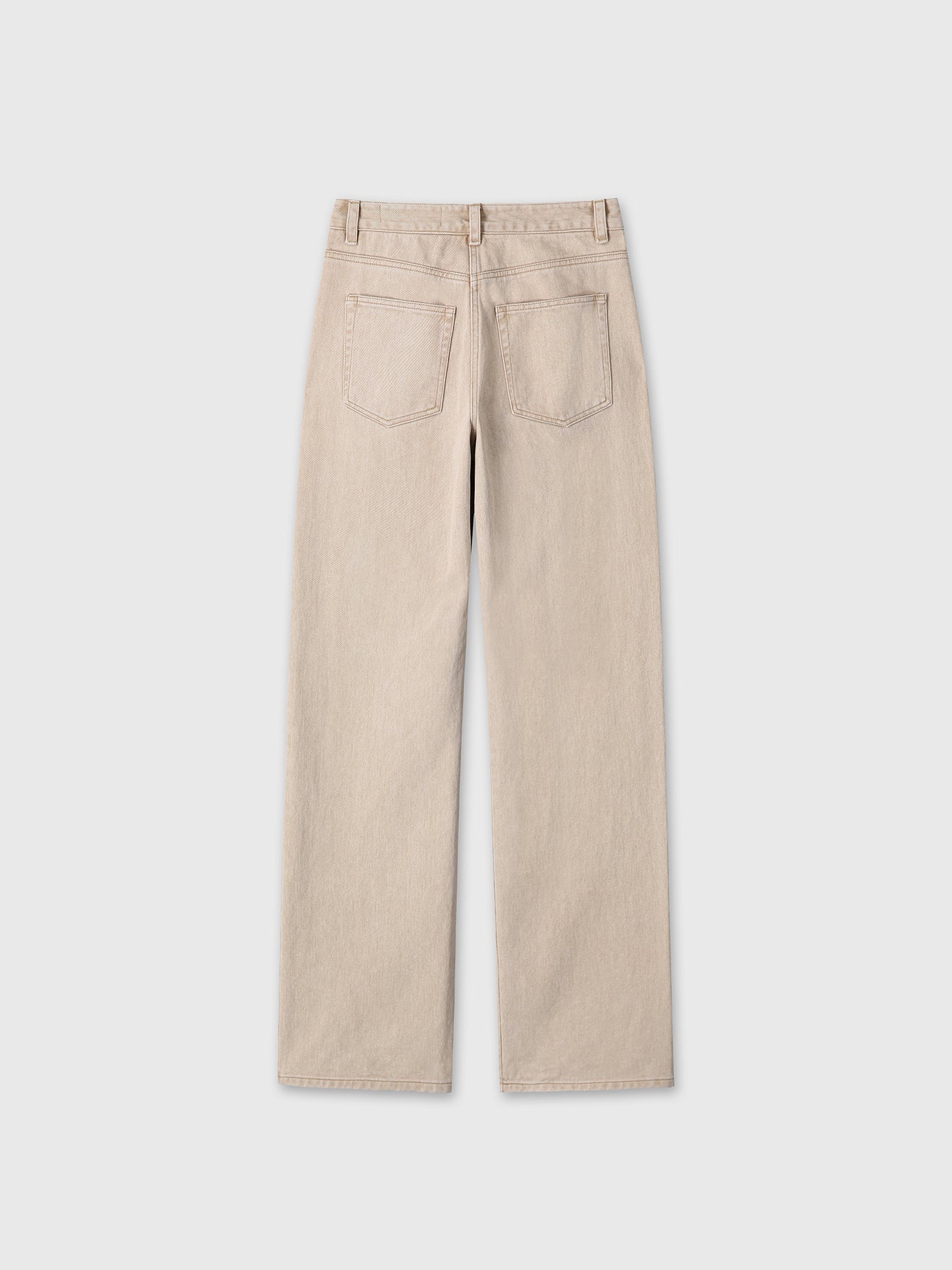 (W) WASHED COTTON STRAIGHT PANTS_ WASHED BEIGE