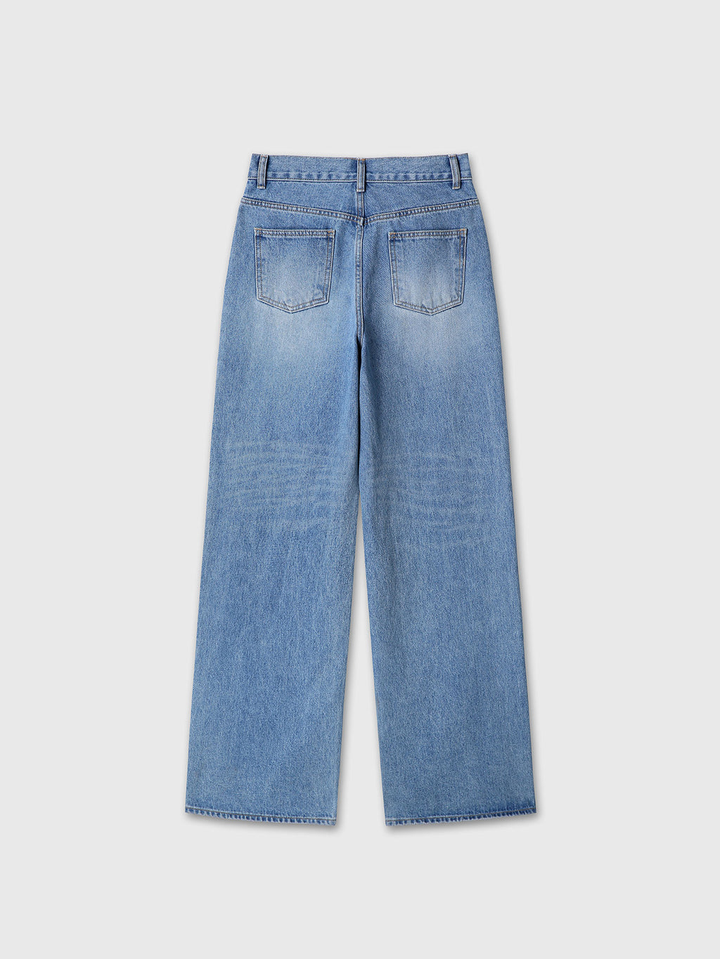 (W) WIDE-LEG BAGGY DENIM JEANS _ WASHED BLUE