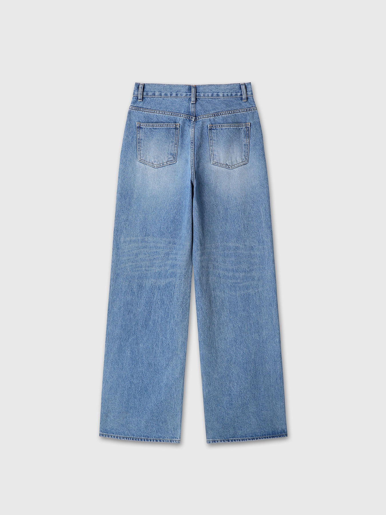 (W) WIDE-LEG BAGGY DENIM JEANS _ WASHED BLUE