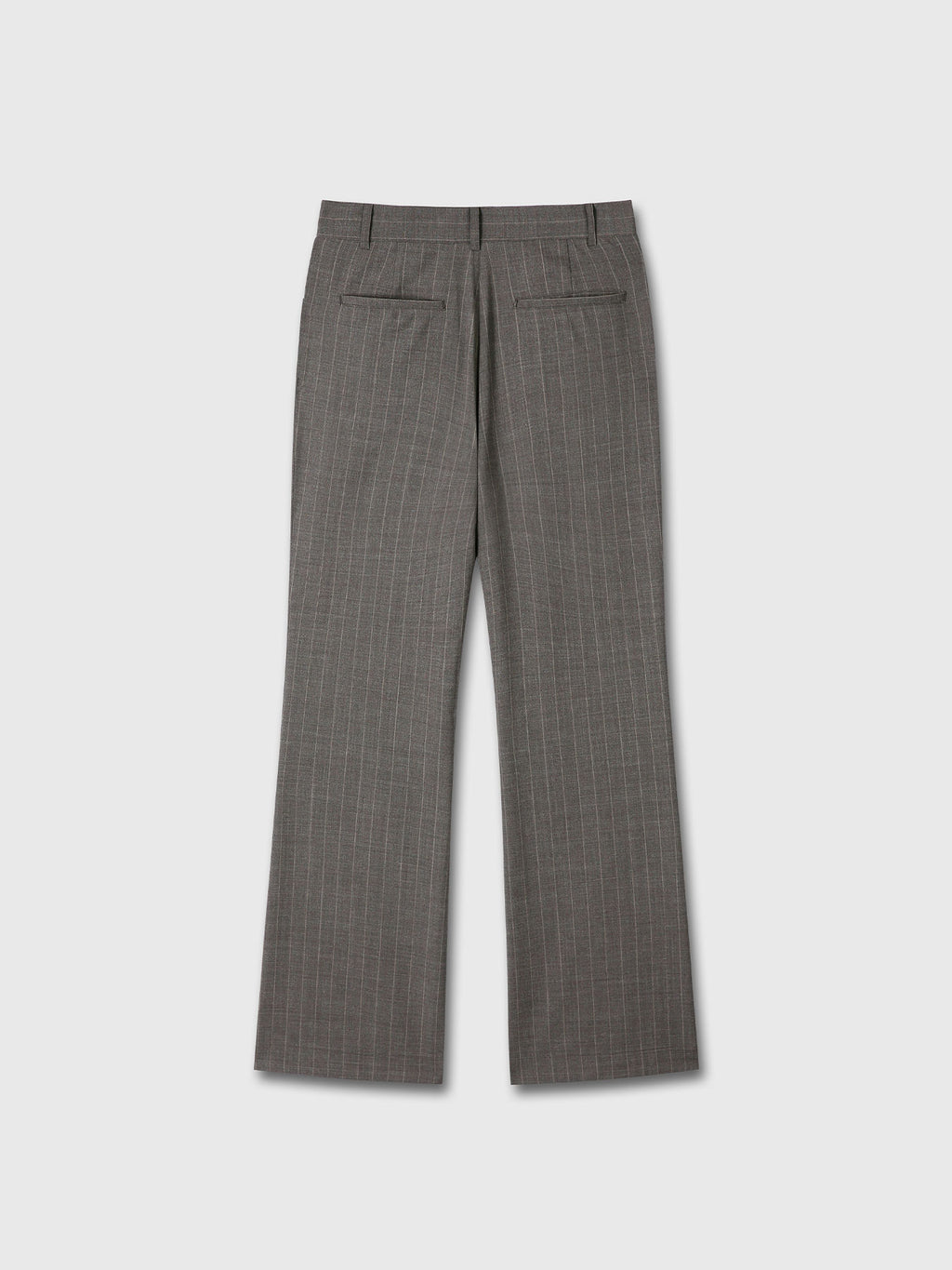 STRIPED WOOL FLARED-LEG PANTS_ TAUPE