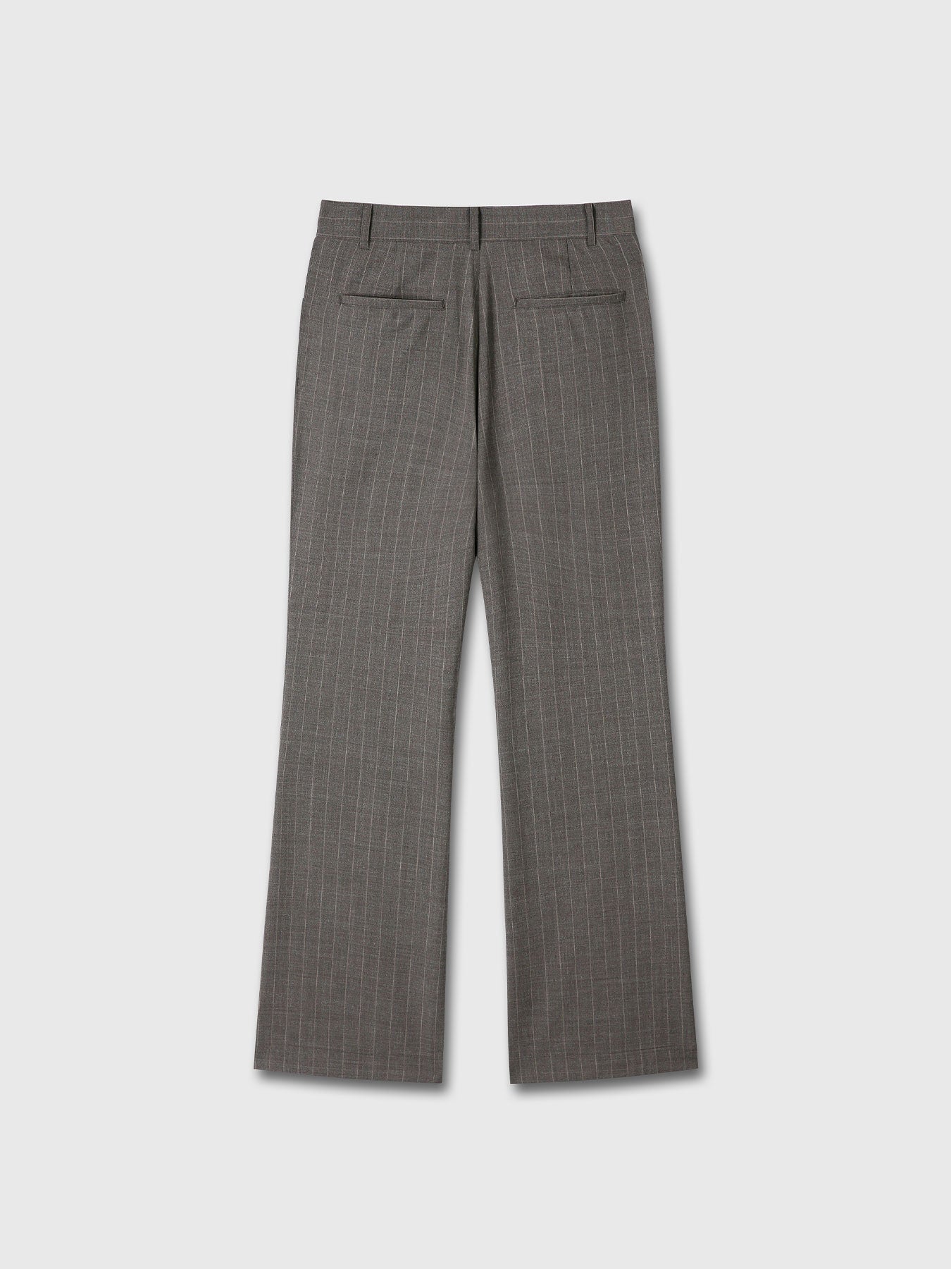 STRIPED WOOL FLARED-LEG PANTS_ TAUPE