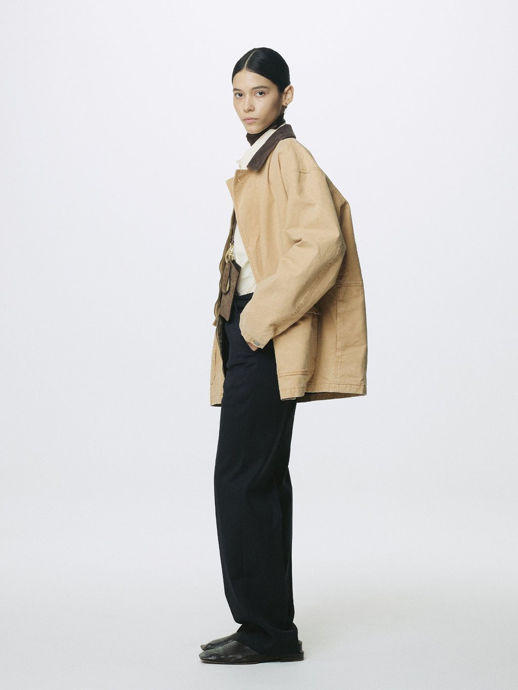 (W) GARMENT WASHED BARN JACKET_ FADED BEIGE