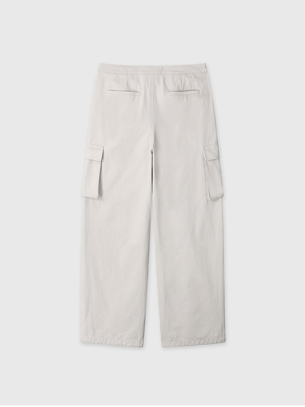 (W) COTTON DRAWSTRING CARGO TROUSERS_ IVORY
