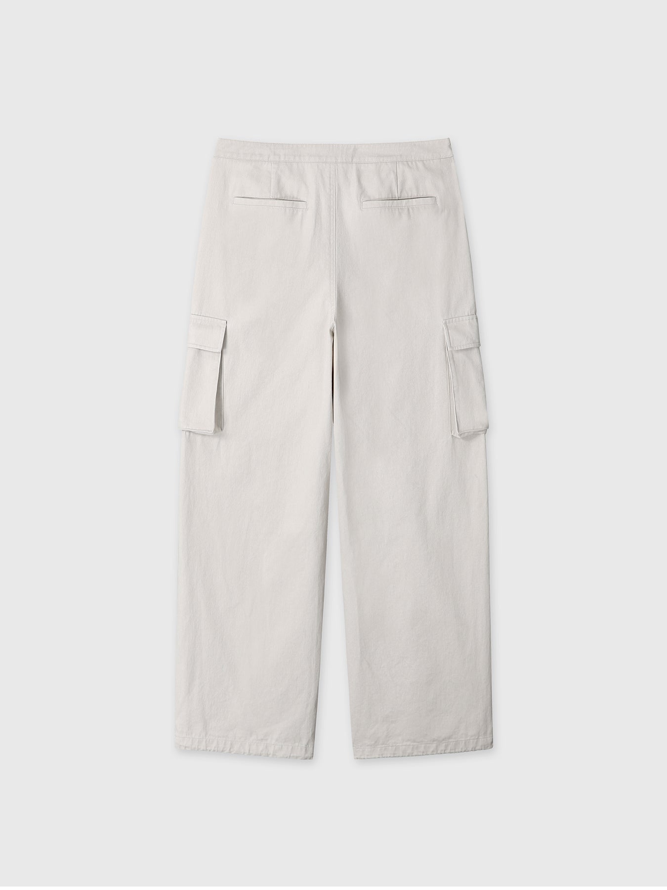 (W) COTTON DRAWSTRING CARGO TROUSERS_ IVORY